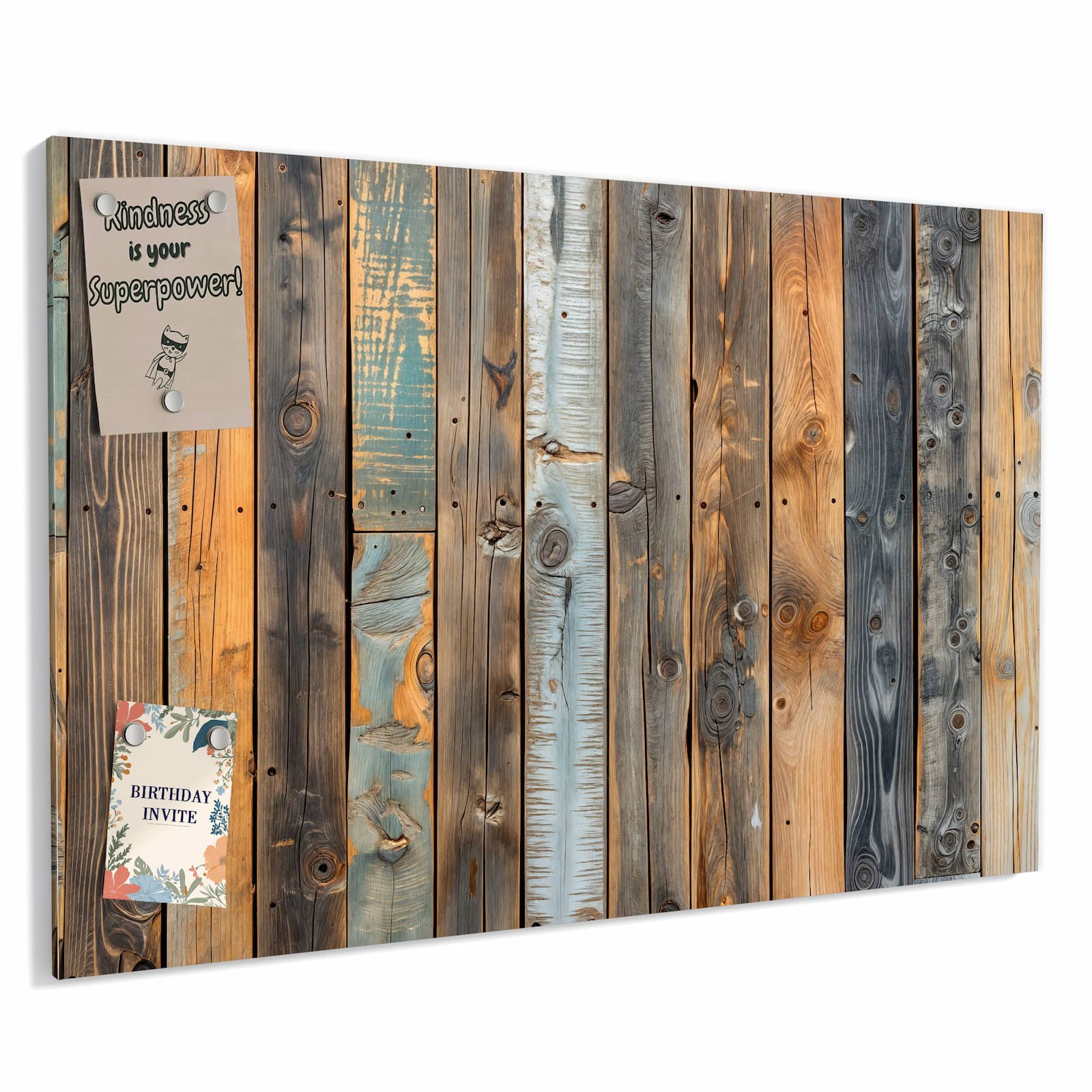 Primedeco Memoboard Metall Holzwandpaneele – beschreibbar & magnetisch, (Inklusive Stift, Magnete und Montagematerial, 1-tlg., 9 verschiedene Größen), Magnetisch und Beschreibbar