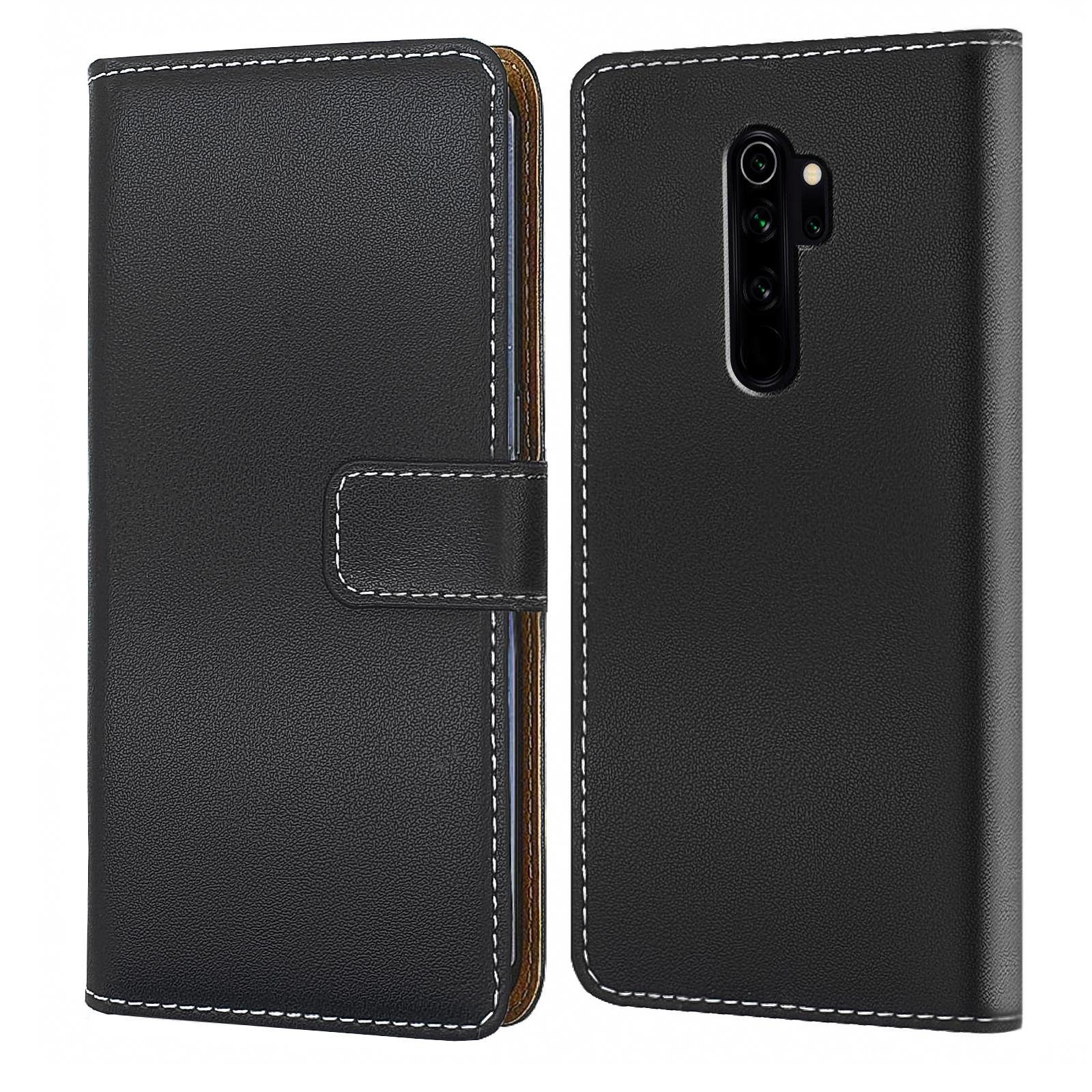 Numerva Handyhülle Bookstyle Etui Handytasche für Xiaomi Redmi Note 8 / Note 8 Pro, Klapphülle Flip Cover Schwarz