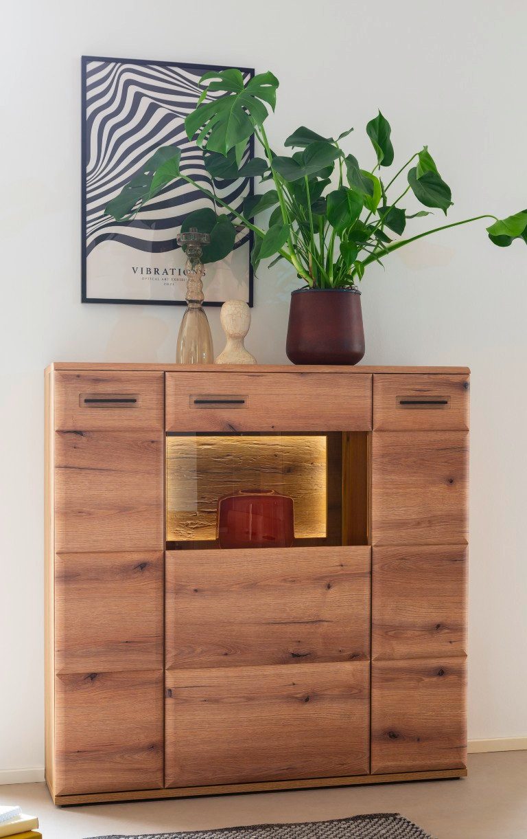 MCA furniture Vitrine Highboard Naxos, Eiche Evoke, ohne Beleuchtung