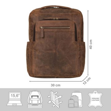 STILORD Notebookrucksack "Guido" Exklusiver Business Lederrucksack 15,6 Zoll Groß