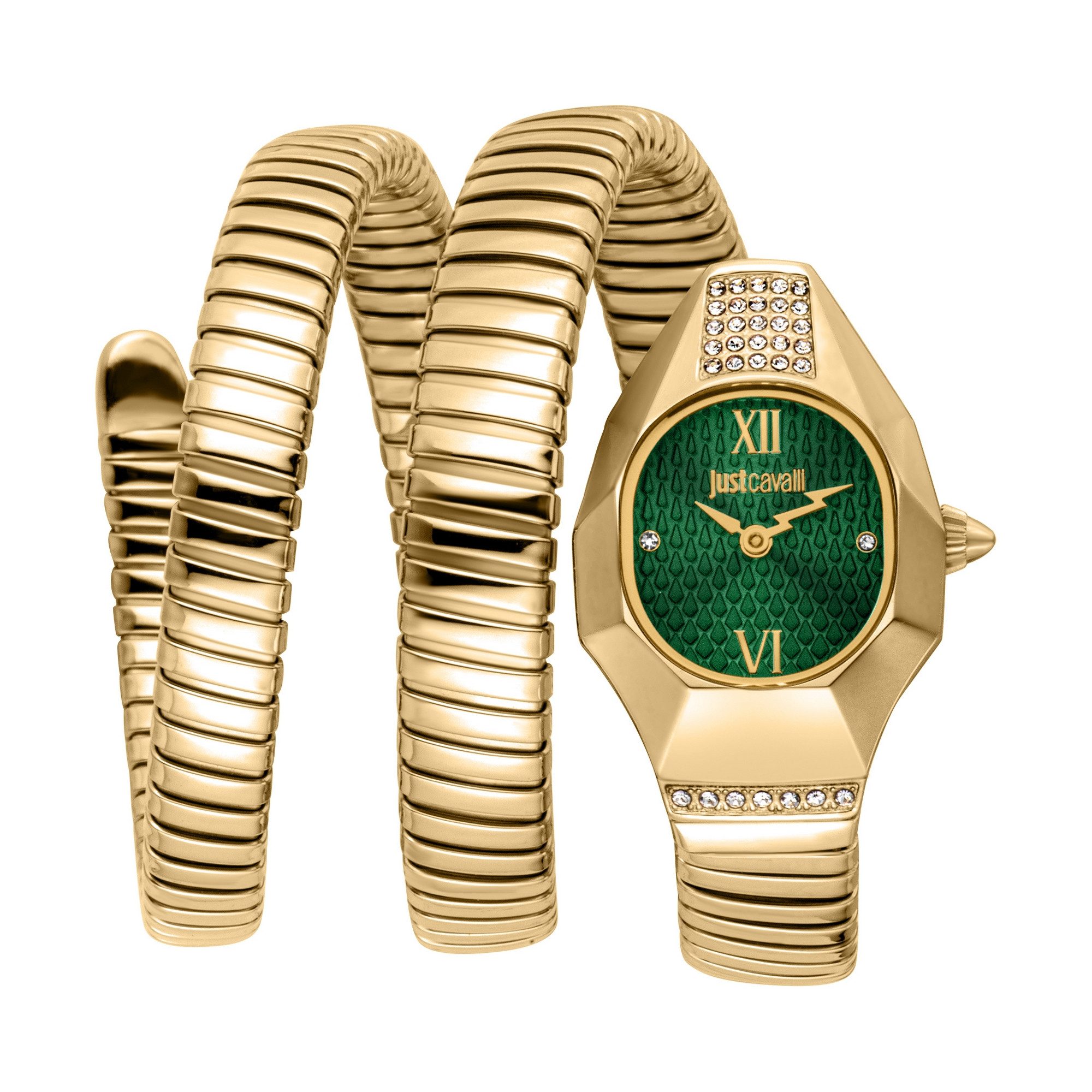 Just Cavalli Time Quarzuhr Signature Snake JC1L397M0045, Armbanduhr, Damenuhr, Edelstahlarmband, analog, Kristallsteine