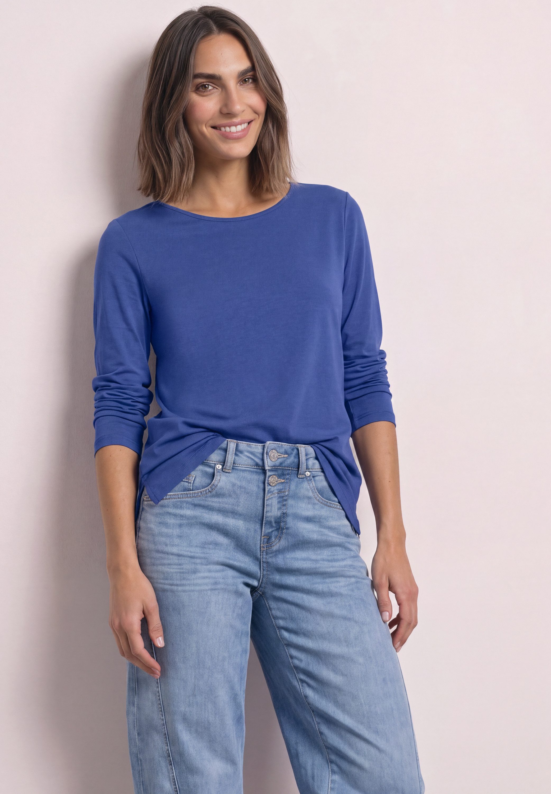 STREET ONE Langarmshirt in Unifarbe