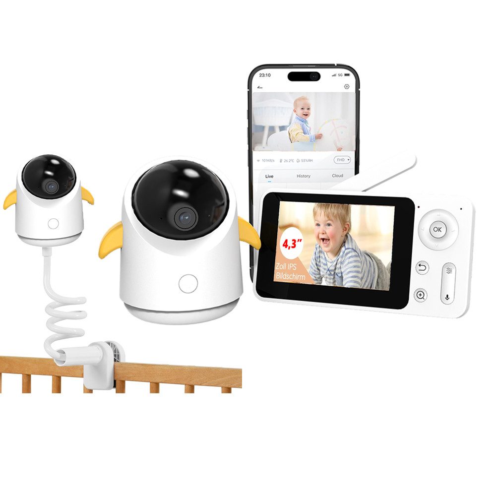 Video-Babyphone 4,3 Zoll WLAN Babyphone Video Babyfon Kamera App-Steuerung 2MP