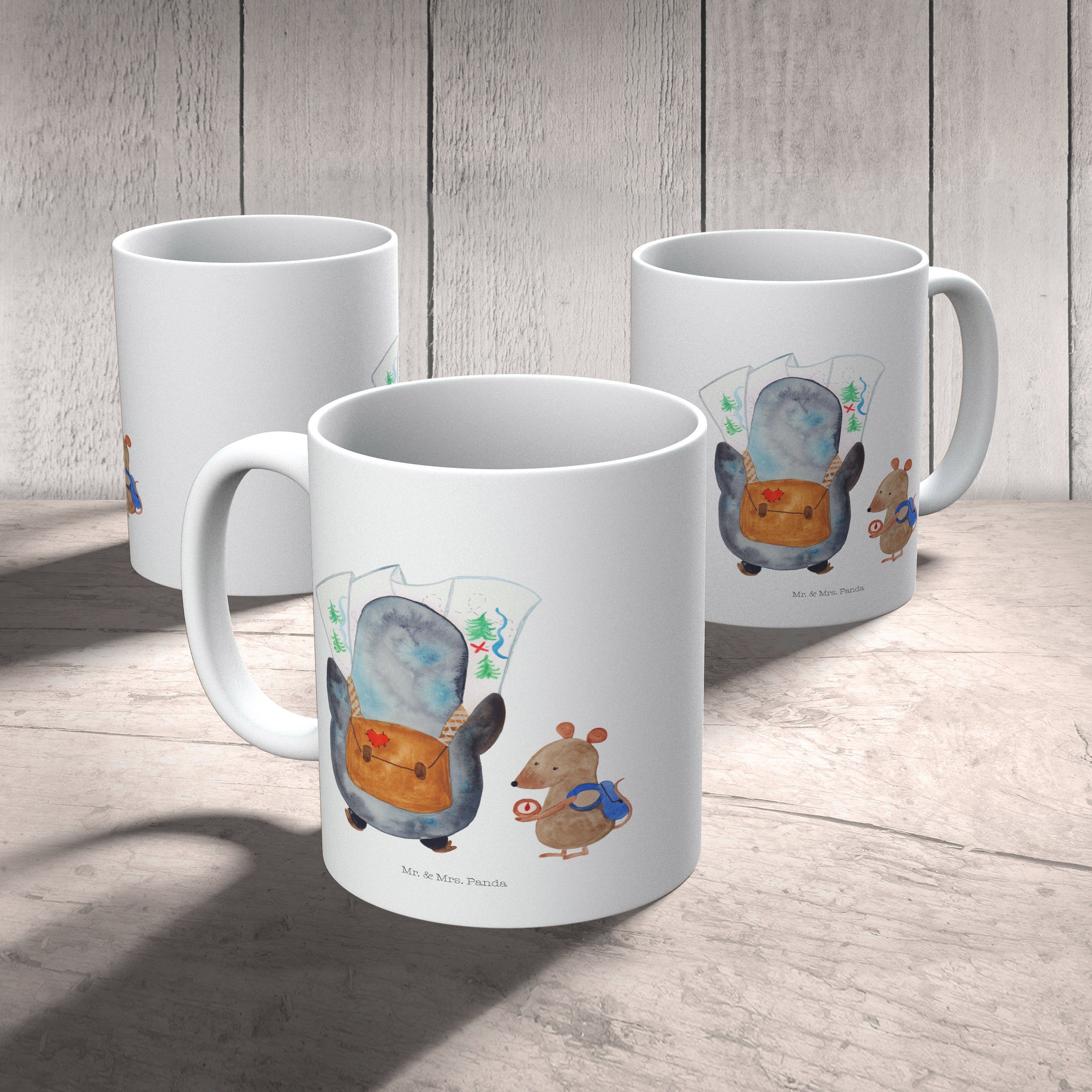 Weiß - - & Maus Mr. & Wanderer Kinderbecher Pinguin Kunststoffbecher, Geschenk, Mrs. Panda Kunststoff Kaffeeta,