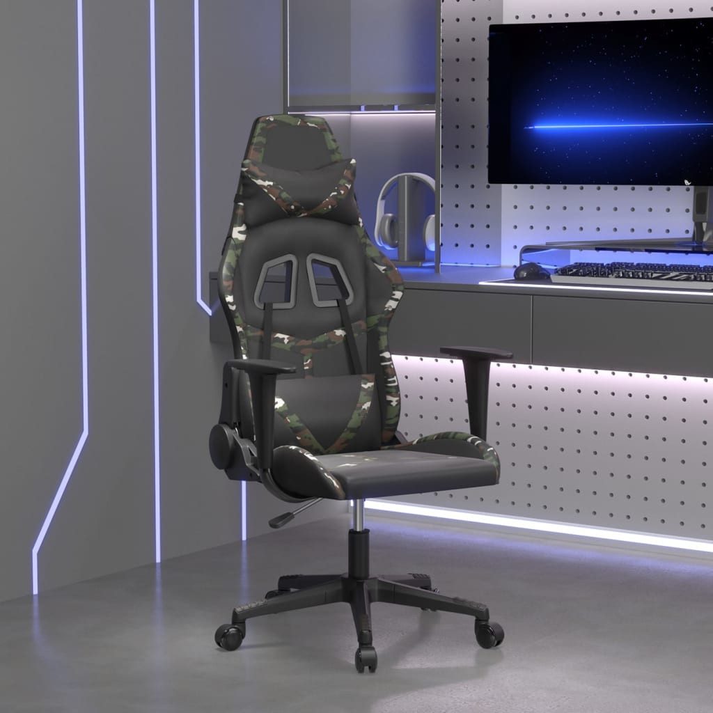 vidaXL Gaming-Stuhl Gaming-Stuhl Schwarz und Tarnfarben Kunstleder (1 St)