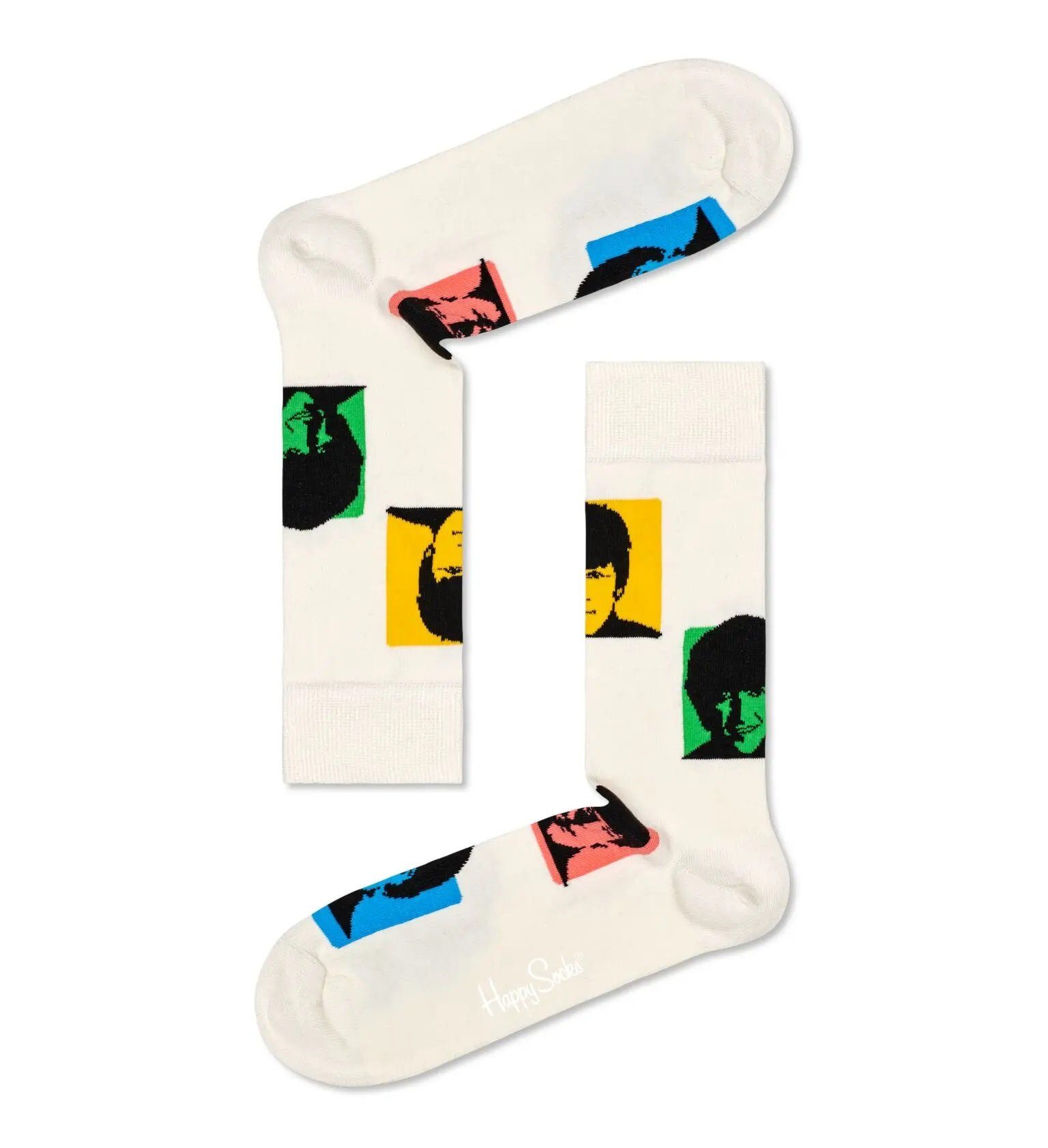 Happy Socks Socken Tagessocke Crew Beatles Silhouettes weiss - 1 Paar