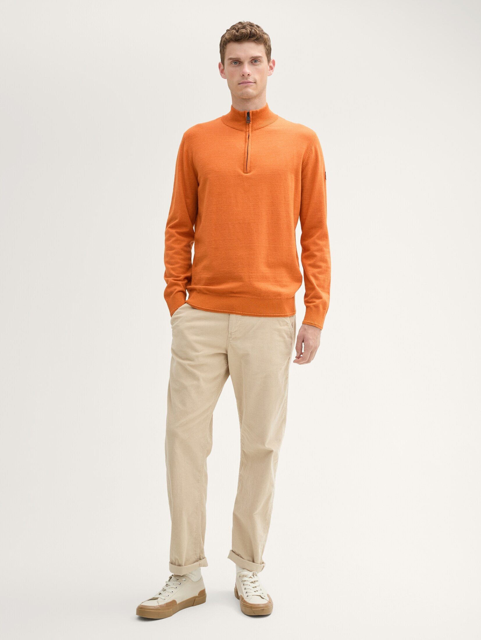 TOM TAILOR Strickpullover Pullover & Strickjacken Troyer Strickpullover mit Logo-Badge