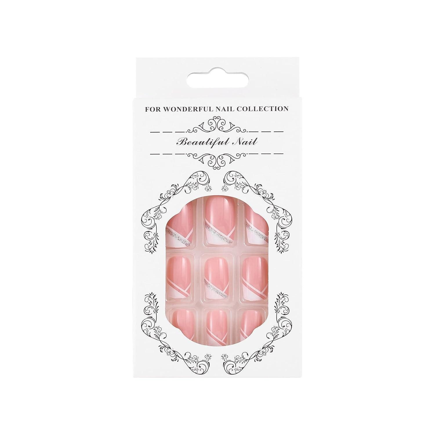 LuxusKollektion Kunstfingernägel Falsche Fingernägel Kurz Ballerina Acryl Rosa 24 Stil 2