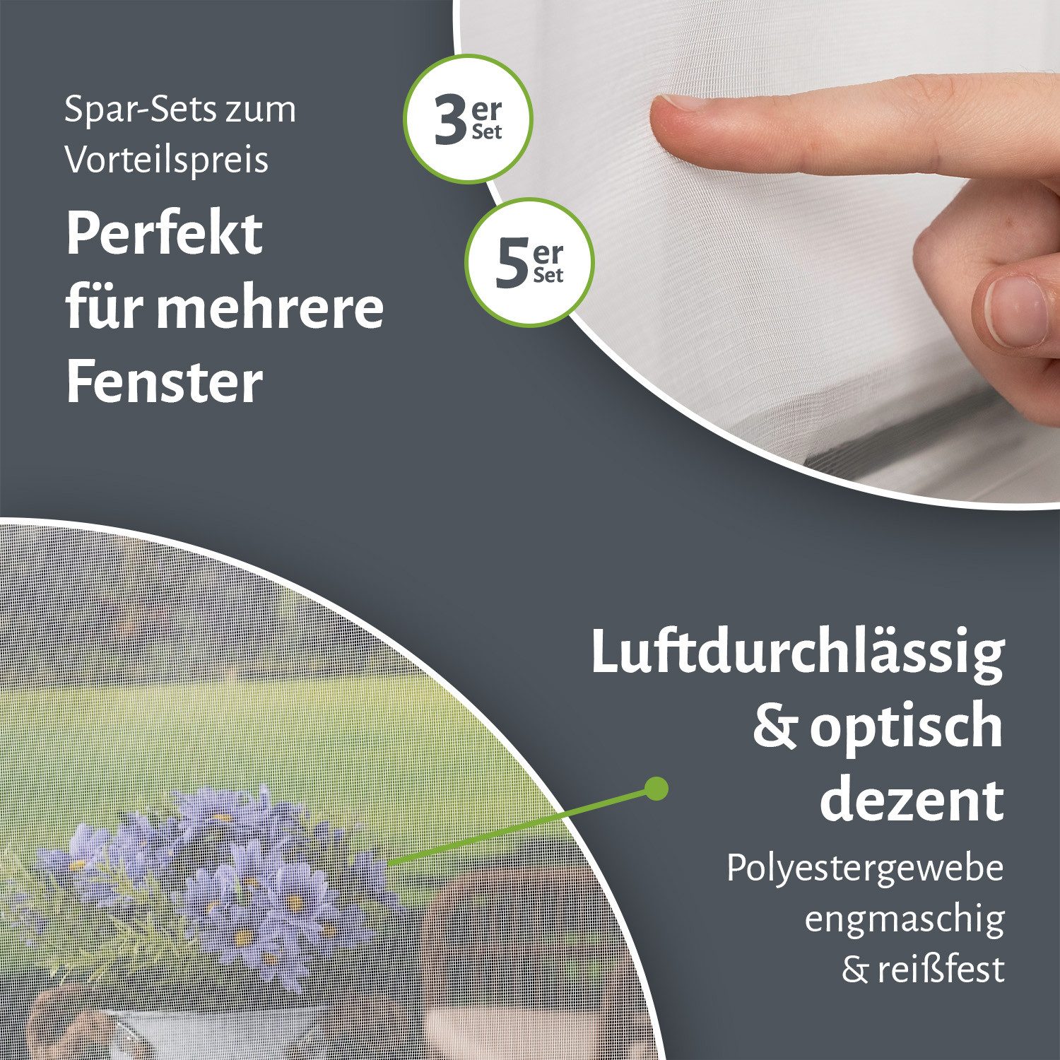 empasa Insektenschutz-Fensterrahmen mit Magnet-Befestigung, (1-St), Polyester Fliegengitter Fenster mit Magnet – Bild 4 von 5