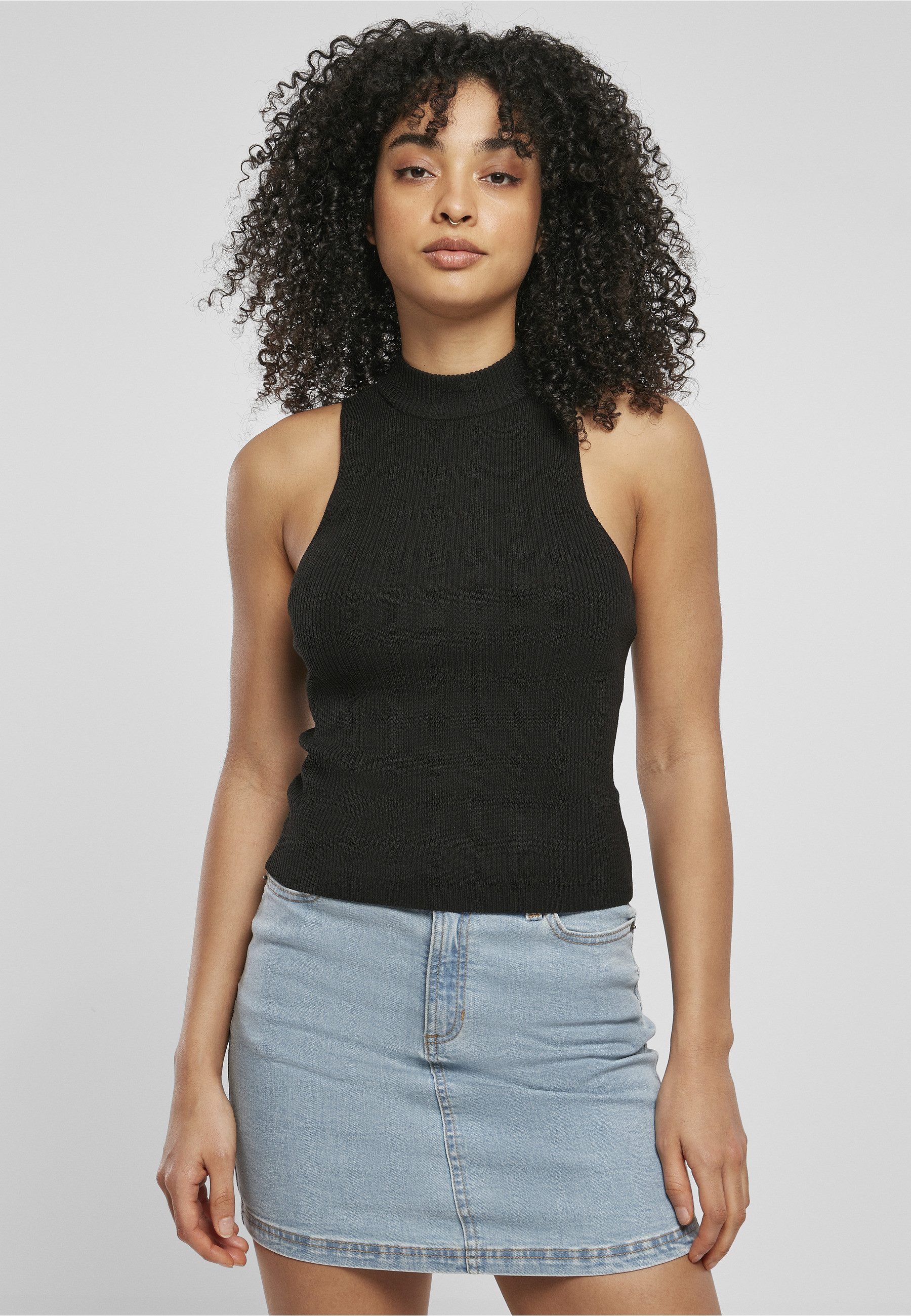 URBAN CLASSICS Tanktop Urban Classics Damen Ladies Short Rib Knit Turtleneck Top (1-tlg)