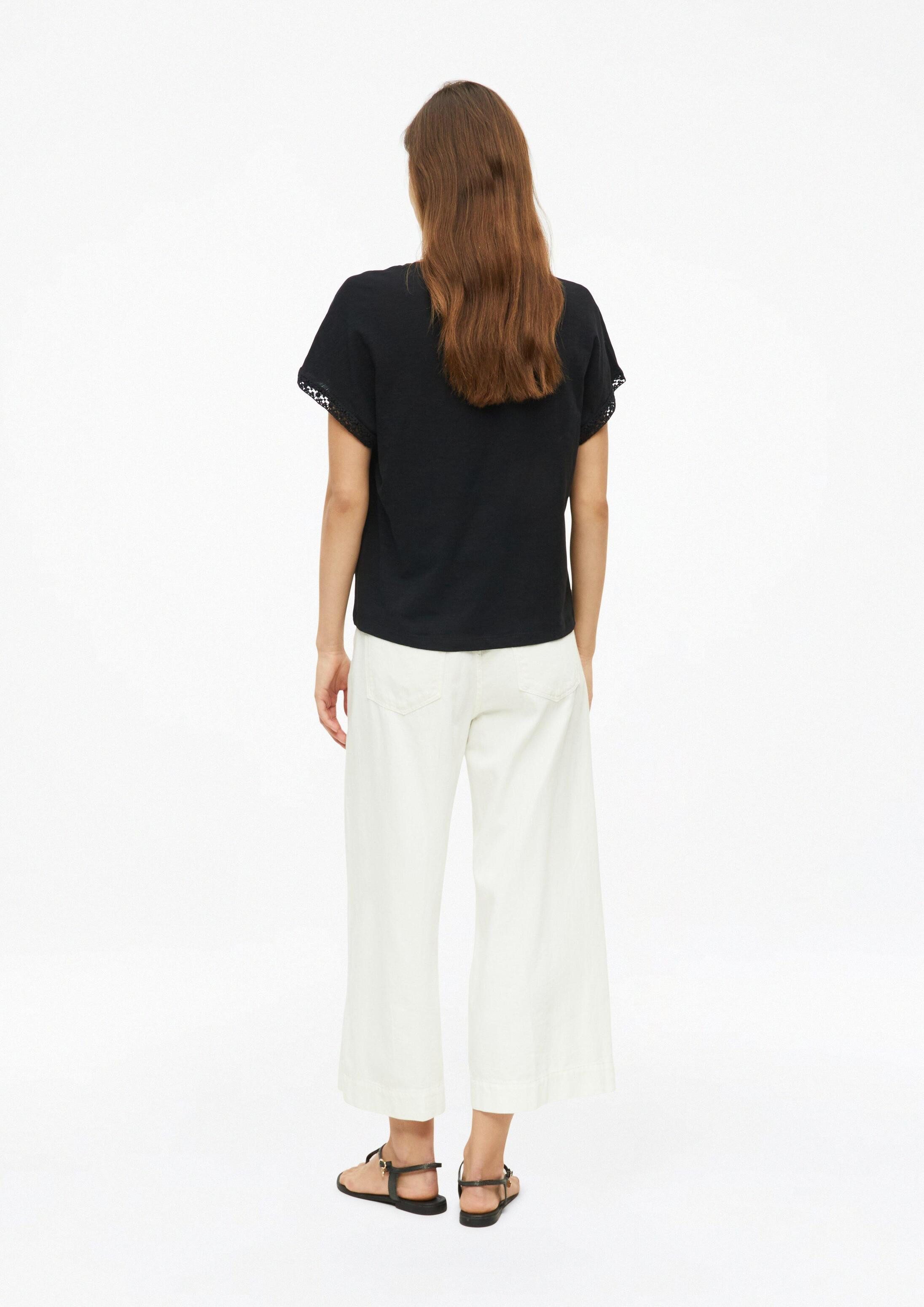 s.Oliver Kurzarmshirt T-Shirt T-Shirt in Flammgarnstruktur mit Spitzendetail