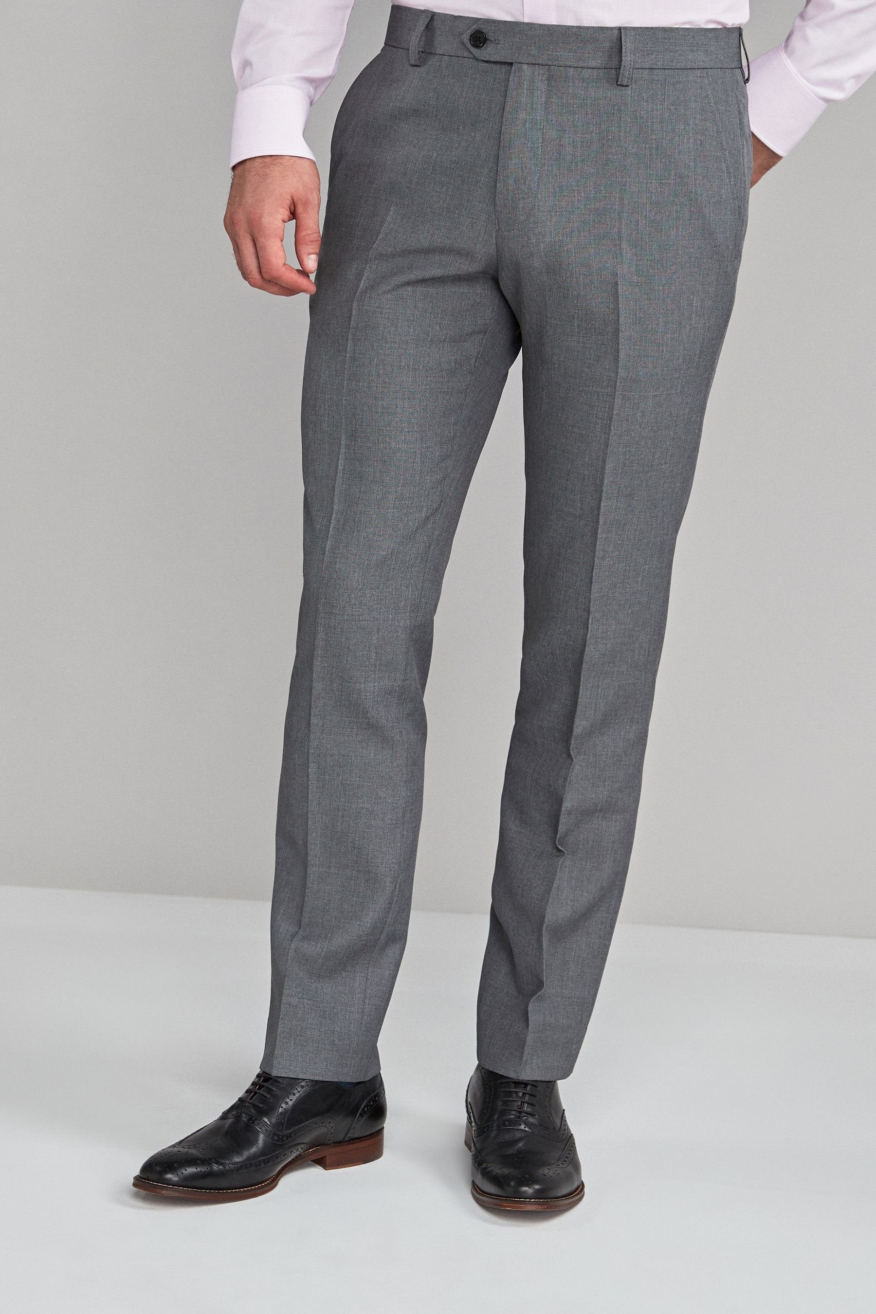 Next Stretch-Hose Slim Fit Hose Bundfalte, (1-tlg) Maschinenwäsche ohne Grey Light