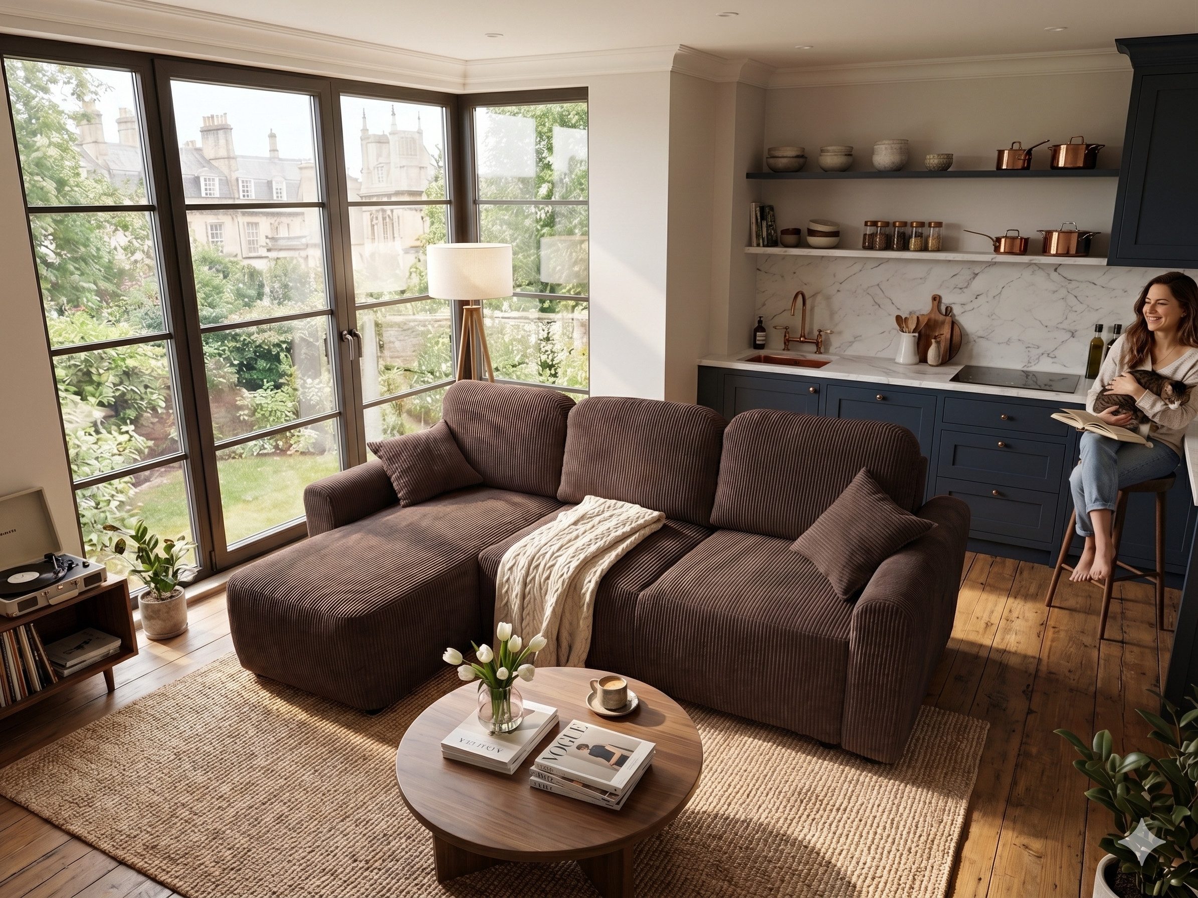 Labett Ecksofa Ecksofa HENRY mit Schlaffunktion, Bettkasten, Cordbezug, Made in Europa, Universelles Ecksofa