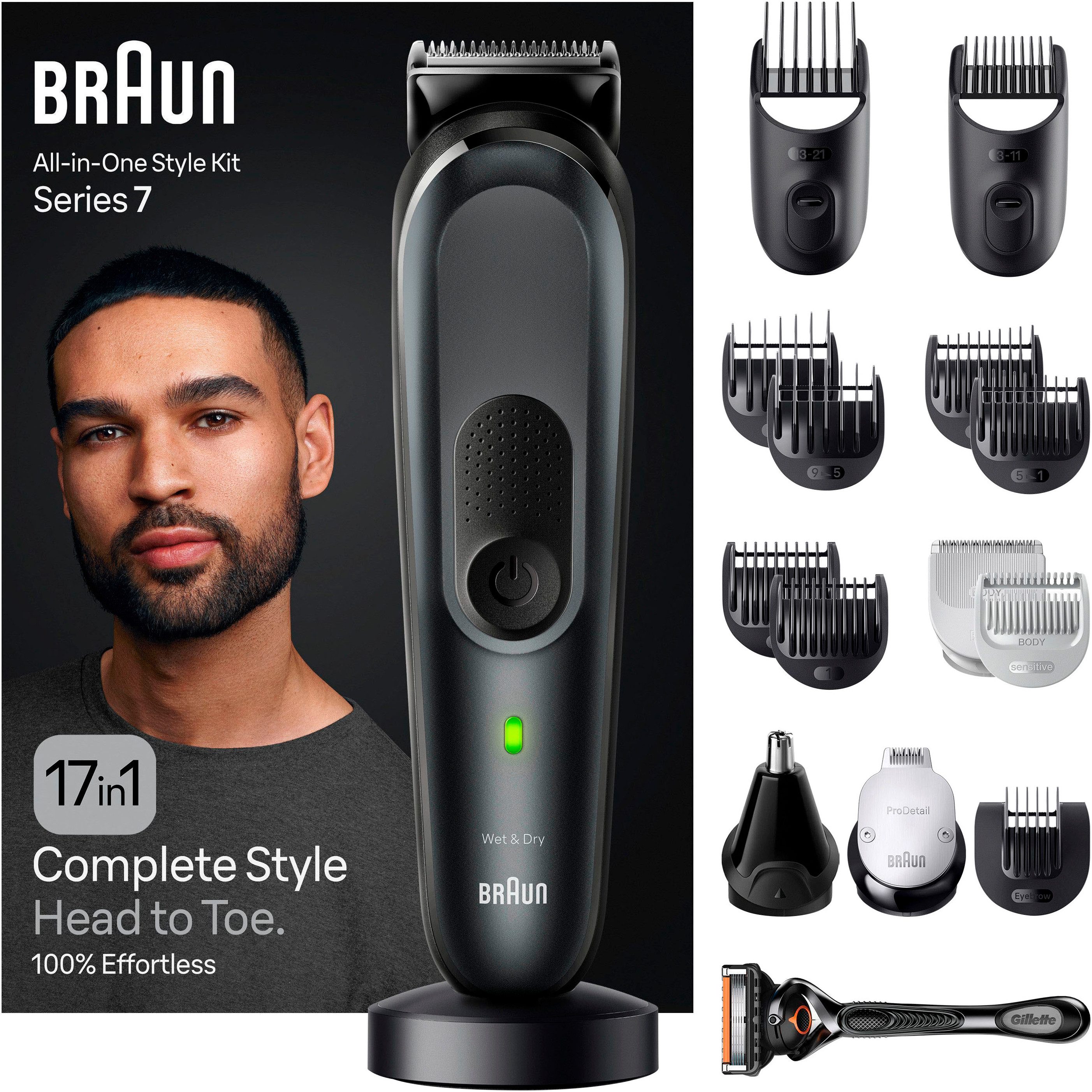 Braun Haarschneider All-In-One Styling Set MGK7491, Styling Set, Wasserdicht, 17-in-1 Barttrimmer