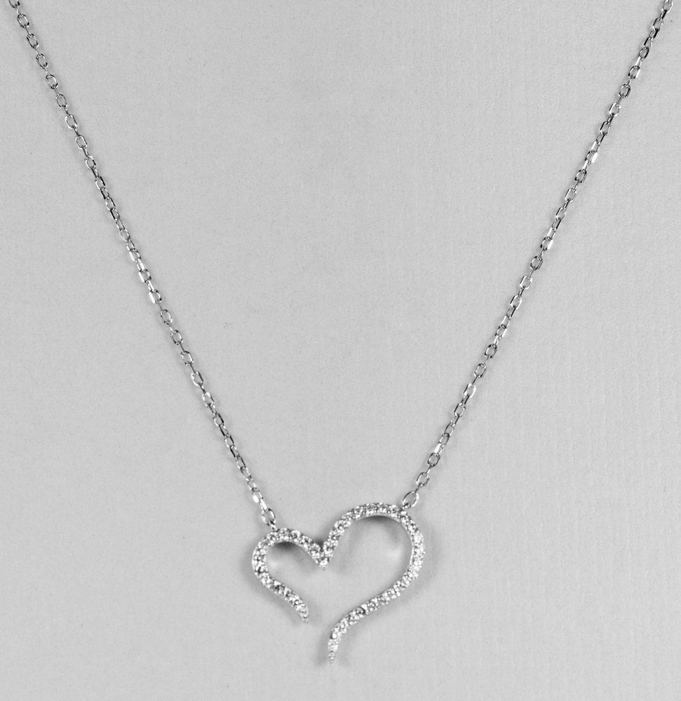 LUISIA® Kette mit Anhänger Filigrane Halskette mit geschwungenem Herz - 925 Silber mit Zirkonia (inkl. Schmuckbox) – Bild 2 von 4