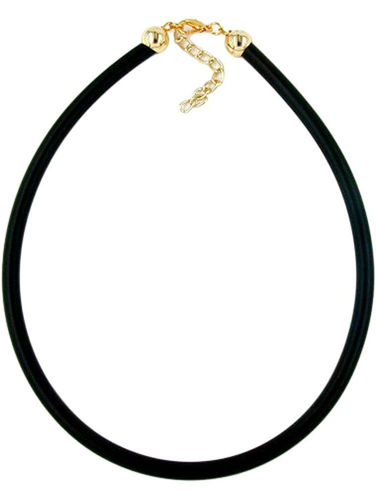 Gallay Kette ohne Anhänger 6mm Vollgummikette Naturkautschuk Verschluss goldfarbig 45cm (1-tlg)