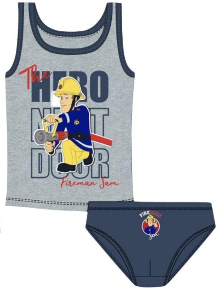 Feuerwehrmann Sam Hemd & Hose Feuerwehrmann Sam Jungen Unterhemd + Slip Set 2 - 7 Jahre (Set) Dopperpack Kinderunterwäsche