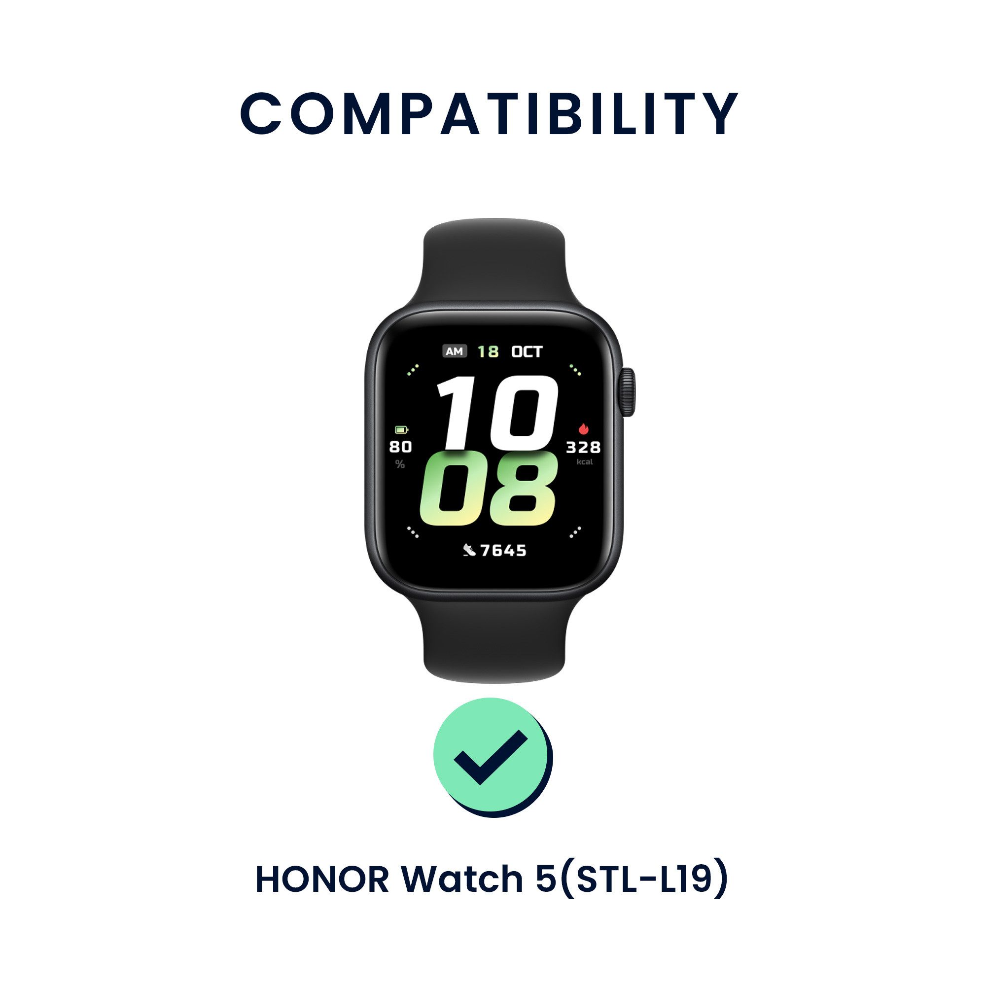 kwmobile 2x Uhrenarmband für HONOR Watch 5 (STL-L19) Armband Smartwatch, 2-tlg., Fitnesstracker Band Set aus TPU Silikon - Ersatzarmband Smartwatch