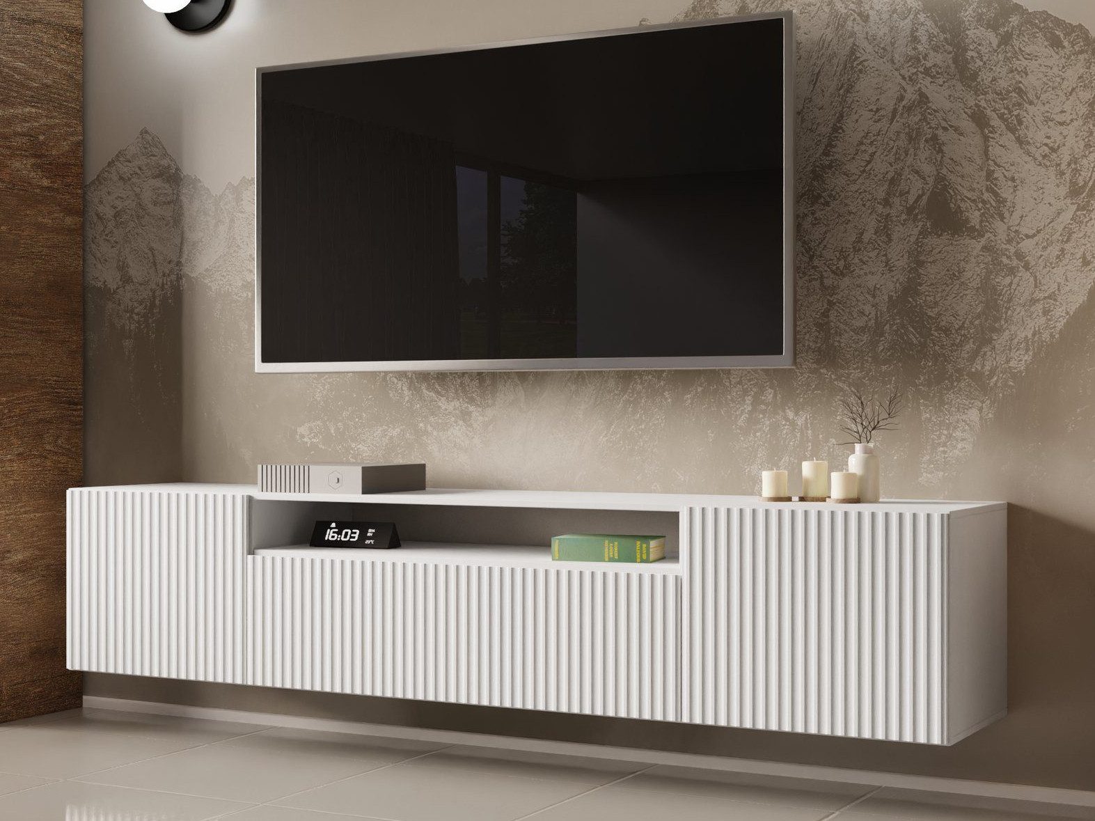 Beautysofa TV-Schrank Moderner Hängeschrank mit gefräster günstig online kaufen