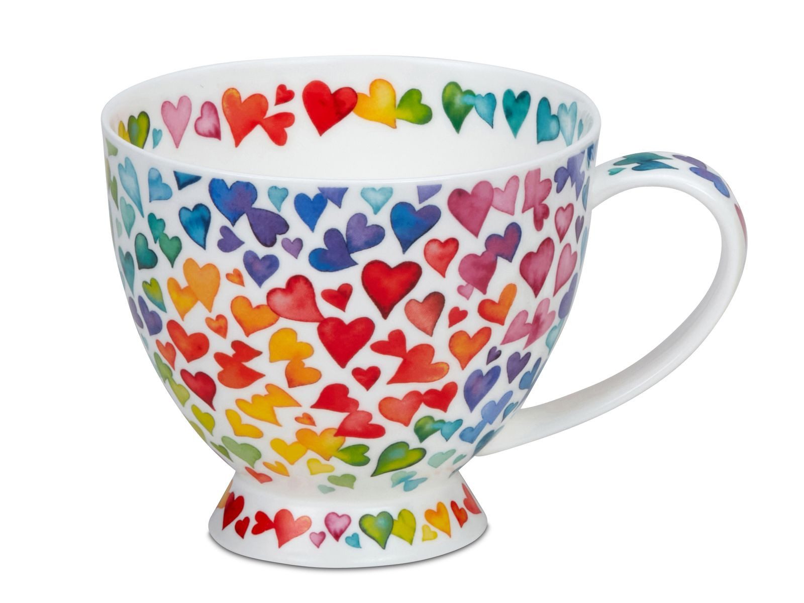 Dunoon Tasse Bone China Kaffeetasse 450 ml Skye Lots of Love Becher mit Herzmotiv, 1-tlg.