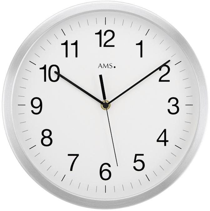 AMS Funkwanduhr F5524 (Quarz,Metall,Glas,Wohnzimmer,Esszimmer,Küche,Arbeitszimmer,Büro,Flur)