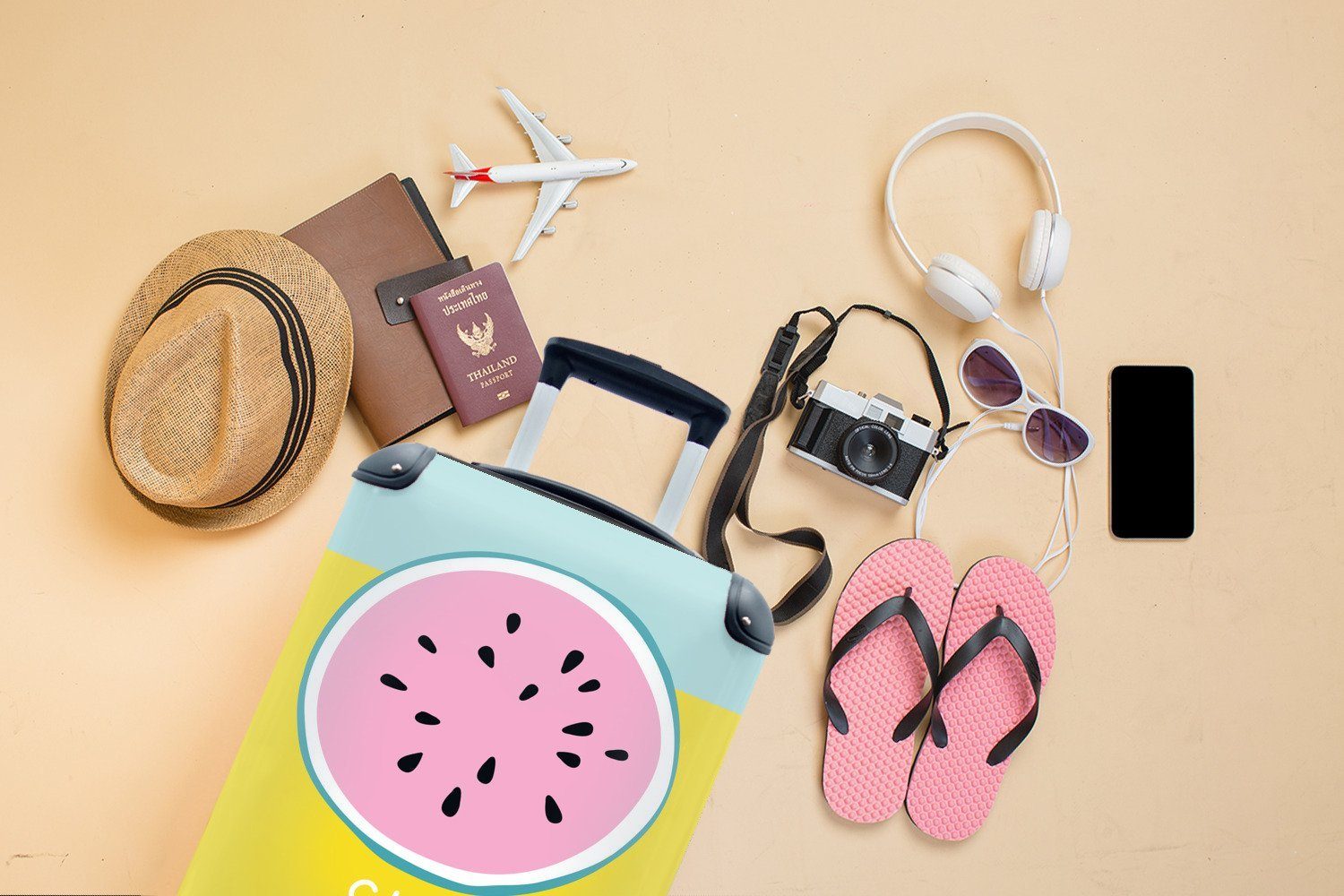 Rollen, Obst Reisekoffer Trolley, Wassermelone rollen, Reisetasche - Gelb, für MuchoWow mit Handgepäckkoffer 4 Ferien, Handgepäck -