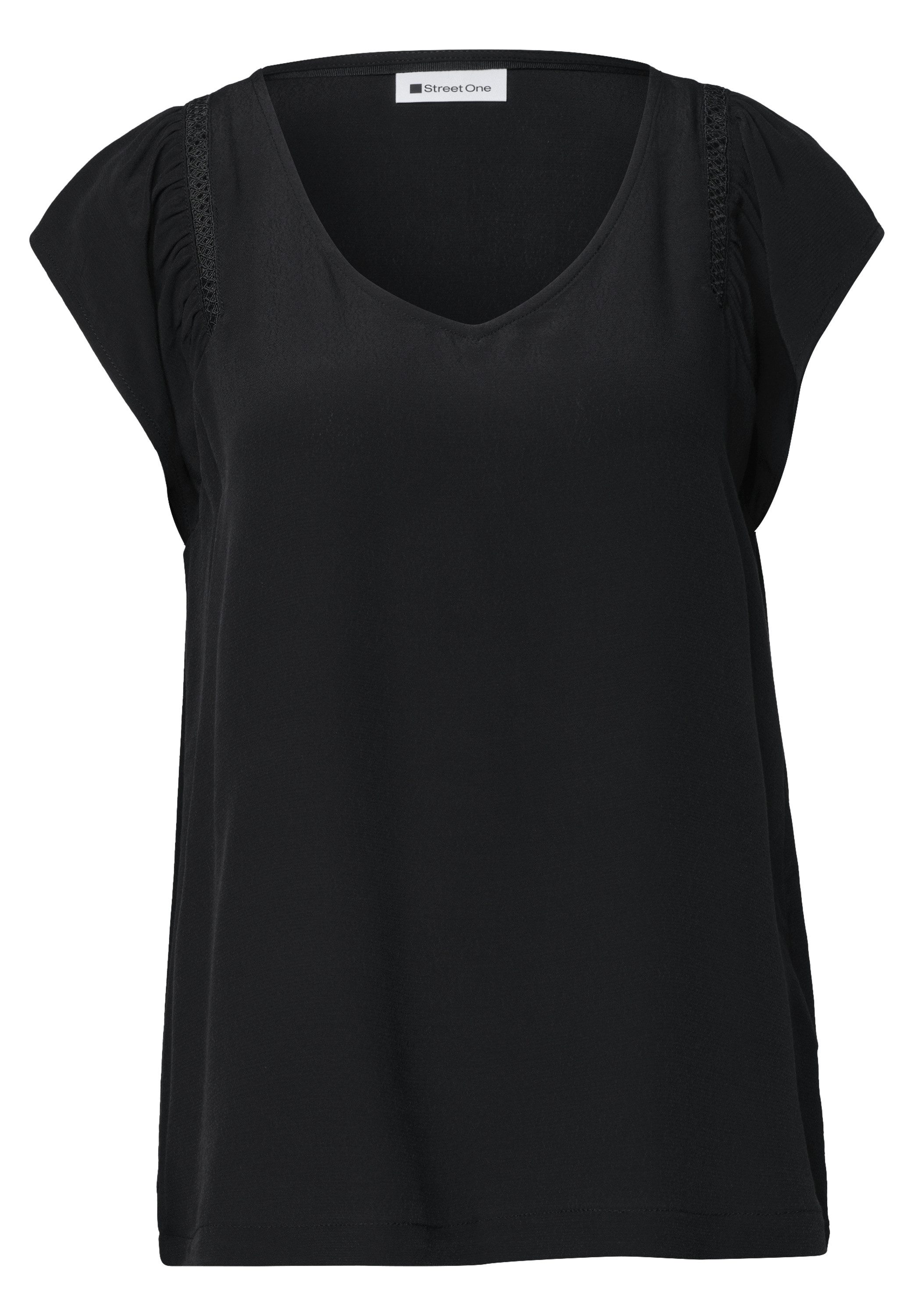 STREET ONE Kurzarmbluse Sommershirt mit Häkel/Tape-Details und V-Neck – Bild 5 von 5
