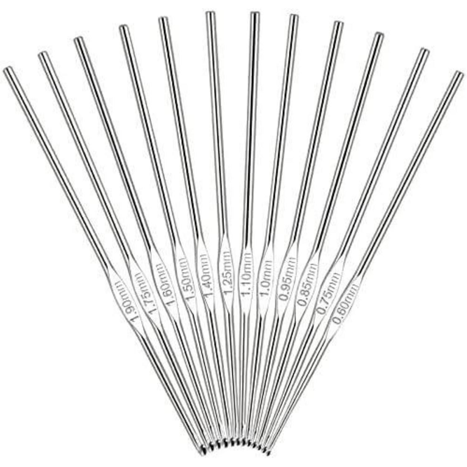 LuxusKollektion Häkelnadeln Kleine Häkelnadel Set 12 Stück Feine Nadeln Größe 0,6-1,9mm für Feine