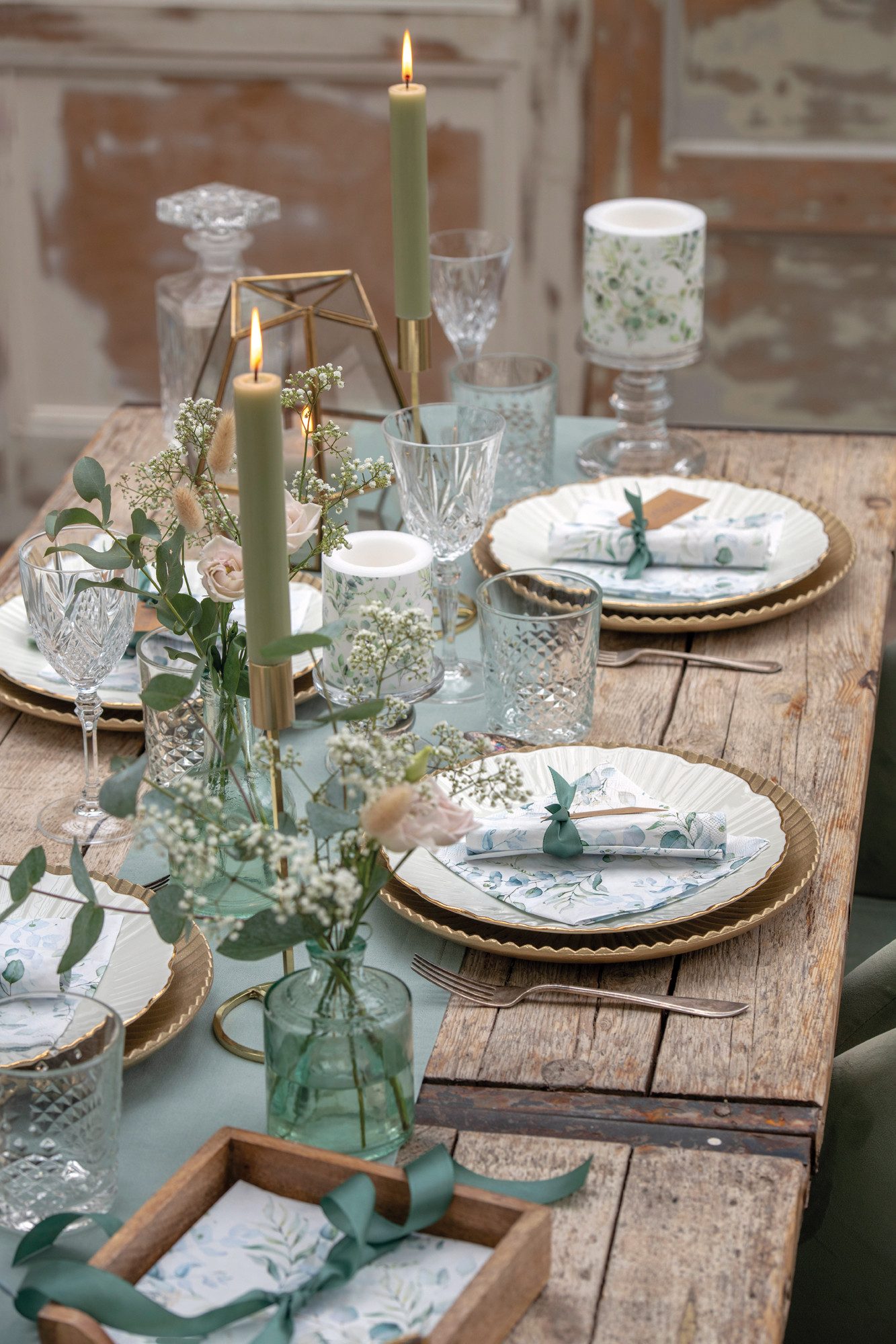 Ambiente® Tischläufer Eucalyptus all over (1-tlg, 1-teilig), Tischläufer Ti günstig online kaufen