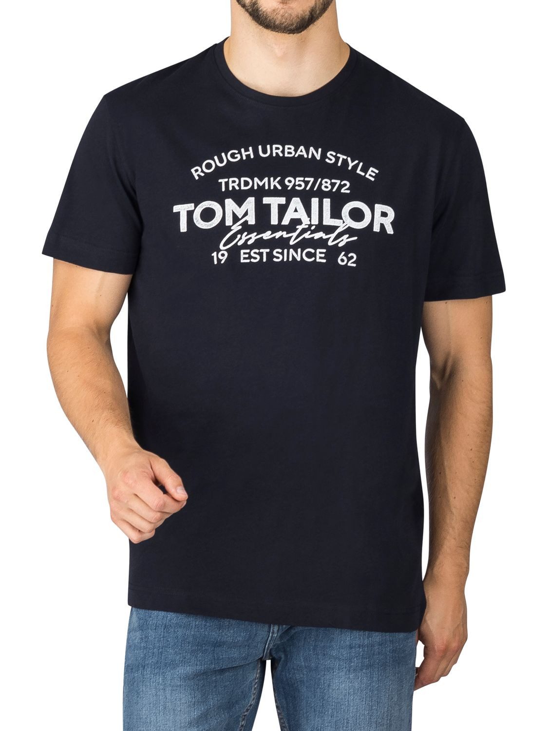 TOM TAILOR T-Shirt Herren Printshirt Regular Fit (Vorteilspack, 4-tlg) Kurzarm Tee Shirt mit Rundhalsausschnitt aus 100% Baumwolle
