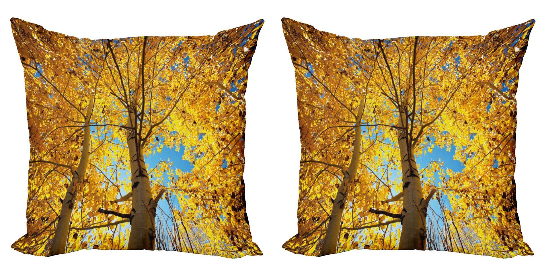 Kissenbezüge Modern Accent Doppelseitiger Digitaldruck, Abakuhaus (2 Stück), Natur Bäume im Herbst Blatt Wald