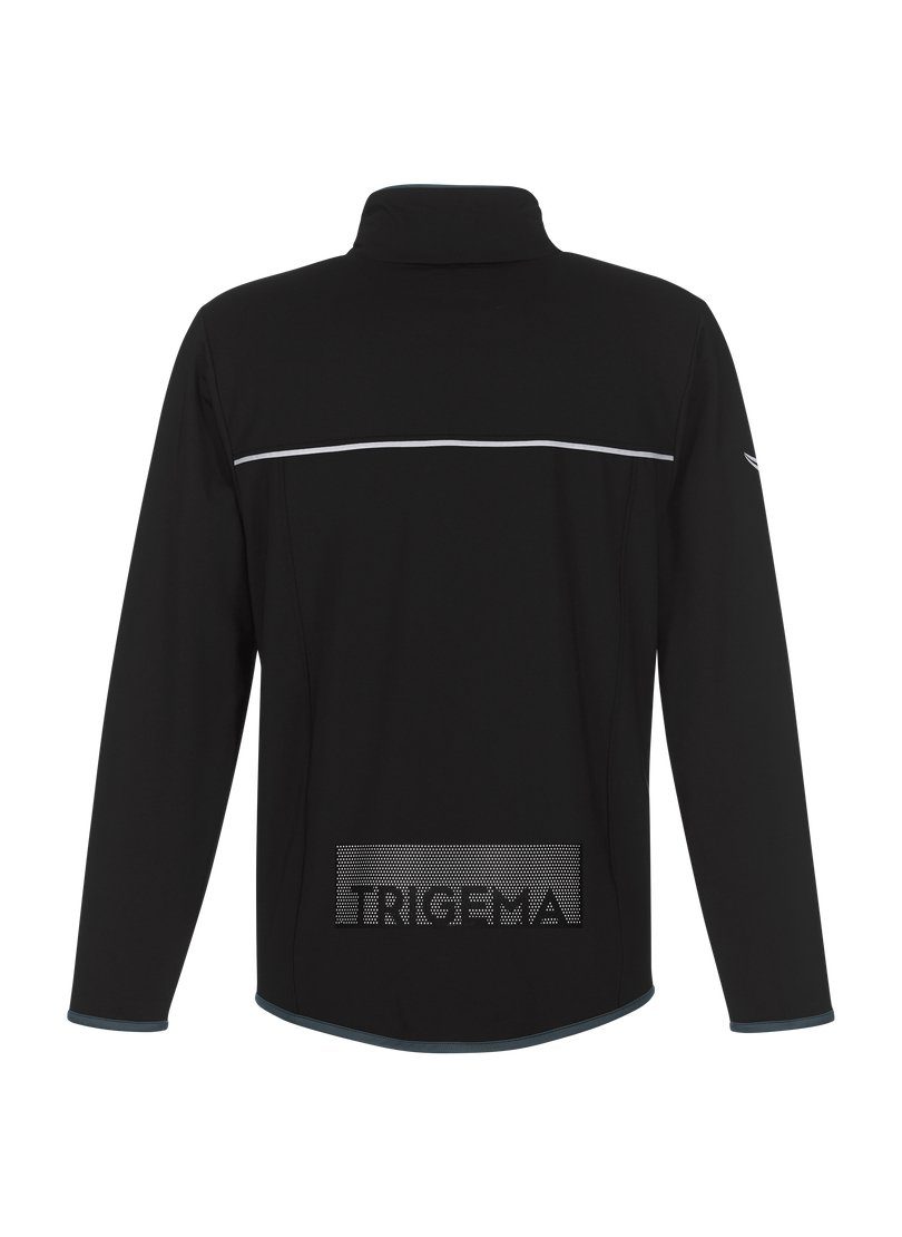 Sportjacke Trainingsjacke Trigema Microfaser Praktische schwarz TRIGEMA aus
