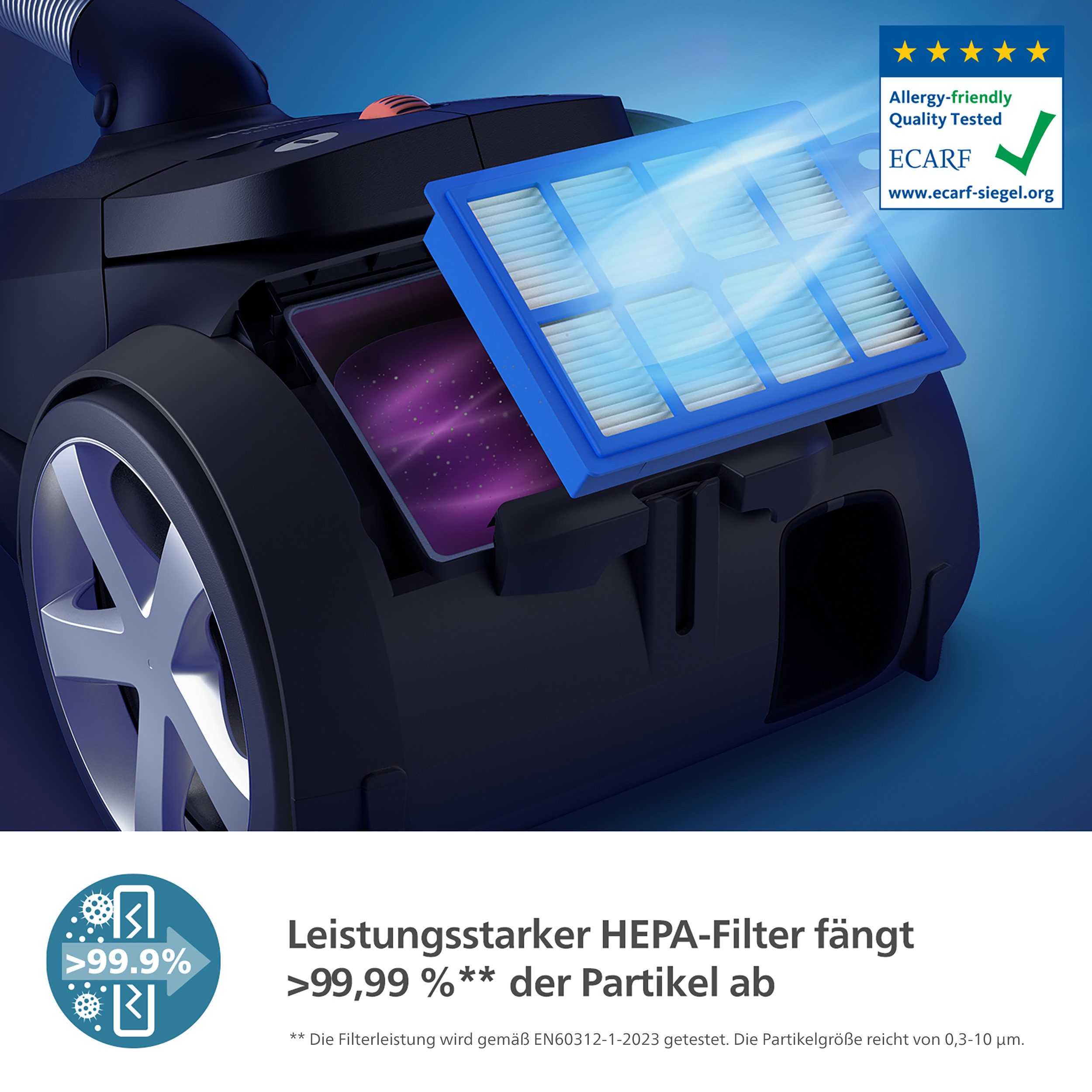Philips Bodenstaubsauger XD6142/12 6000 Series, 900 W, mit Beutel, mit spezieller Mini-Pet-Düse, HEPA-Allergiefilter, LED-Düse – Bild 5 von 5