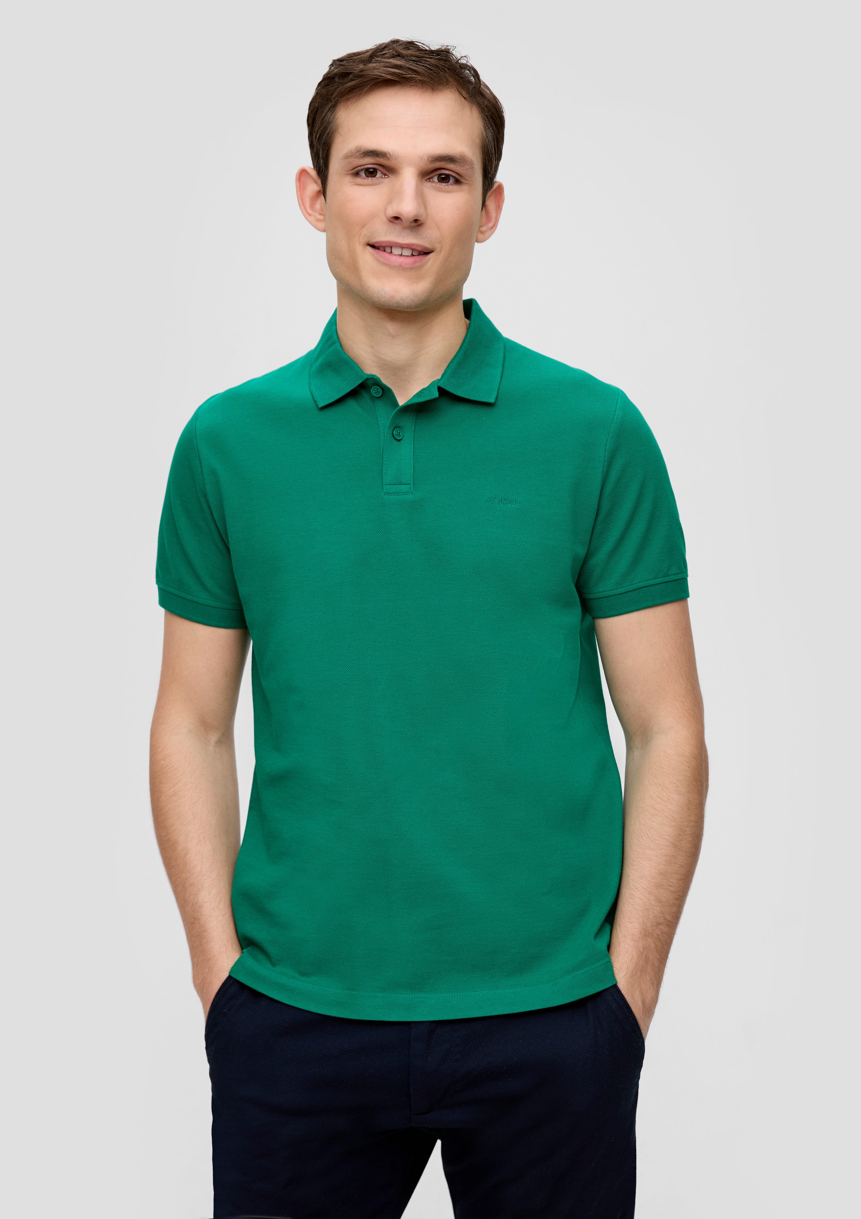 s.Oliver Kurzarmshirt Poloshirt aus Baumwollpiqué Logo günstig online kaufen