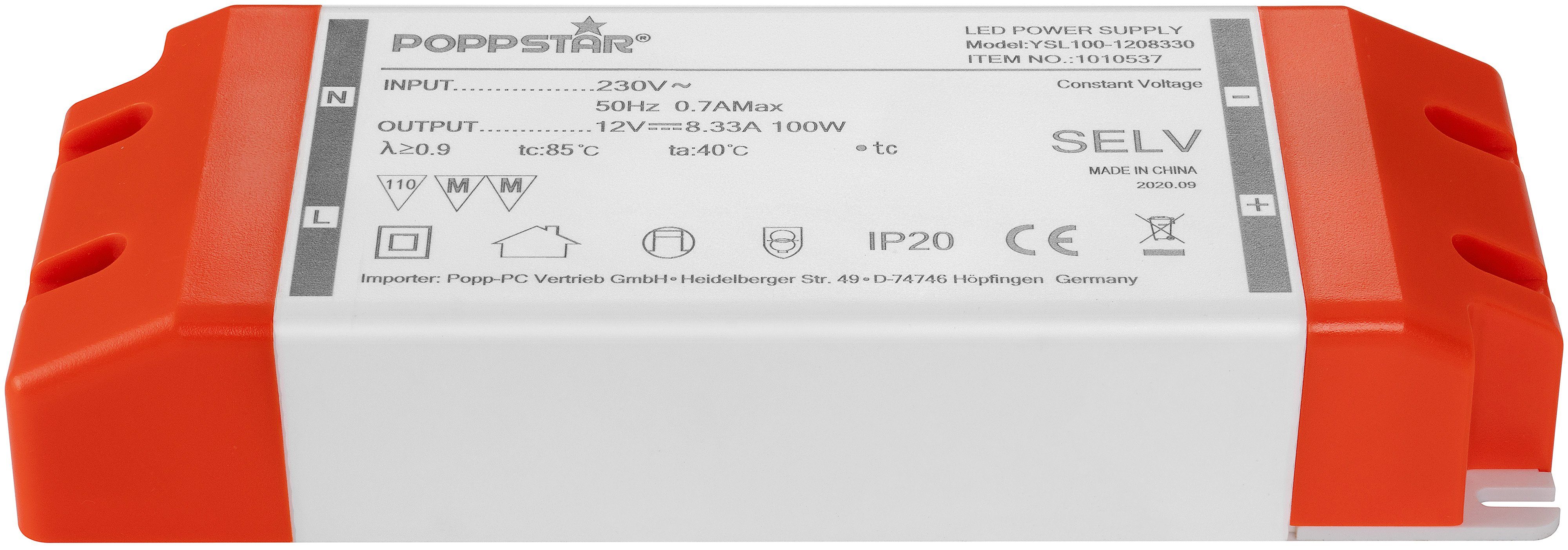 Trafo Watt für Transformator LED (12V Poppstar 1W DC LED 100 230V bis / LEDs) Trafo AC 8,33A 12V