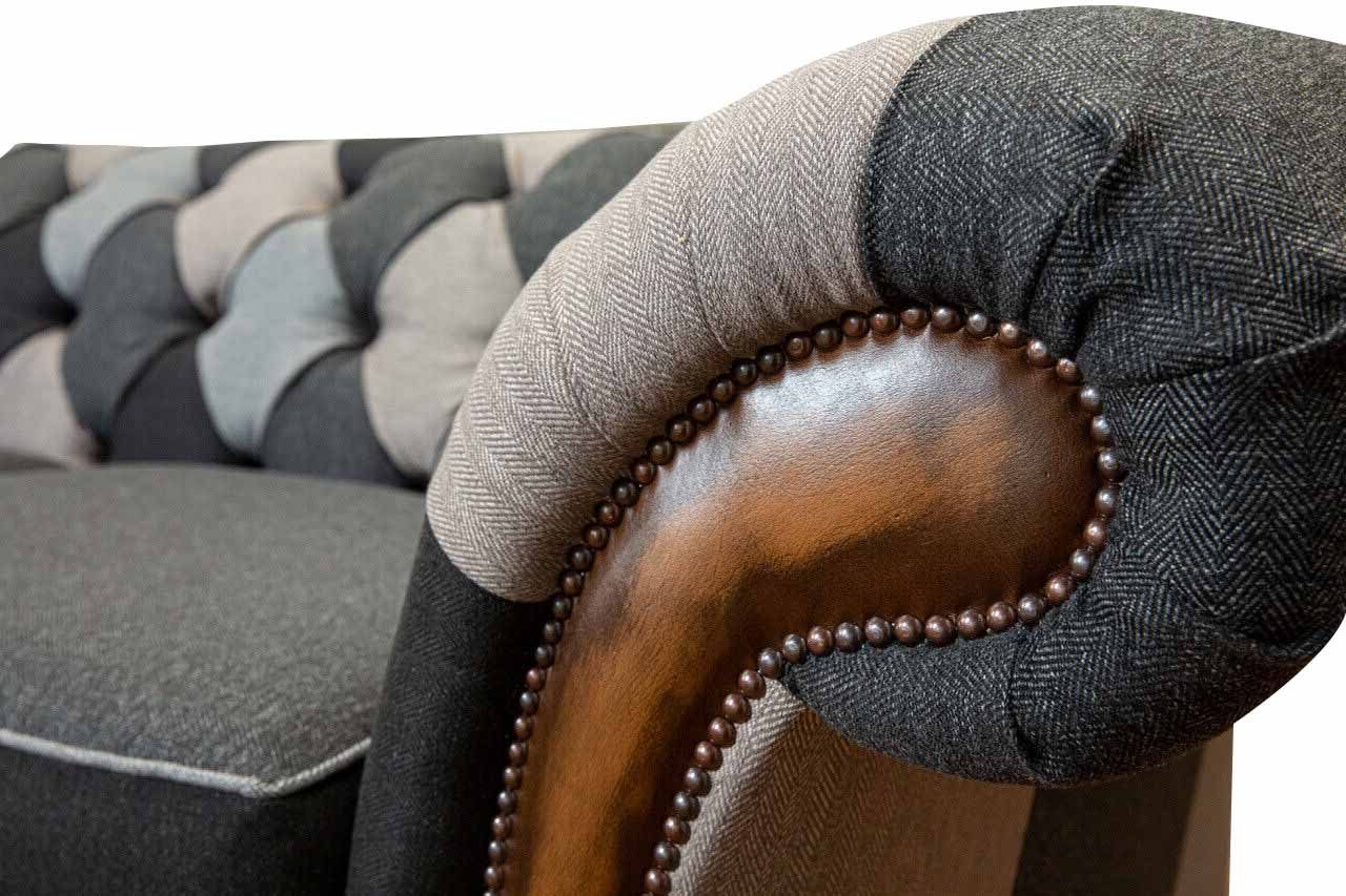 Textil Wohnzimmer Chesterfield-Sofa, Chesterfield JVmoebel Dreisitzer Design Klassisch Sofa