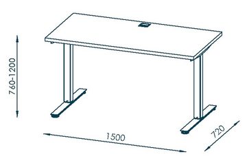 möbelando Schreibtisch 5507 (BxHxT: 150x120x80 cm), aus Metall / Spanplatte in Metall platingrau - weiß matt
