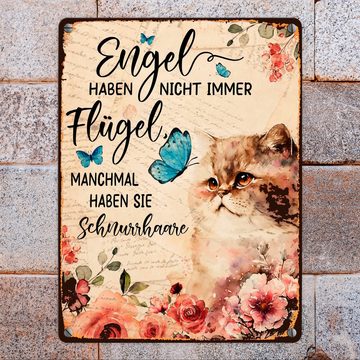 speecheese Metallschild Katzen sind Engel Metallschild in 15x20 cm mit Spruch für