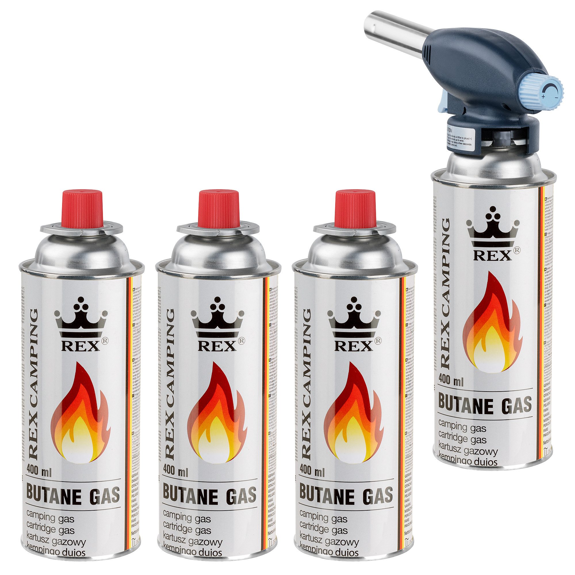 Mianova Unkrautbrenner Lötbrenner inkl.4 Gaskartuschen Bunsenbrenner Gasbrenner Piezozündung, 1300 °C maximal, (Bunsenbrenner Gasbrenner Set Lötzubehör Gasbrenner Hobby und Garten)