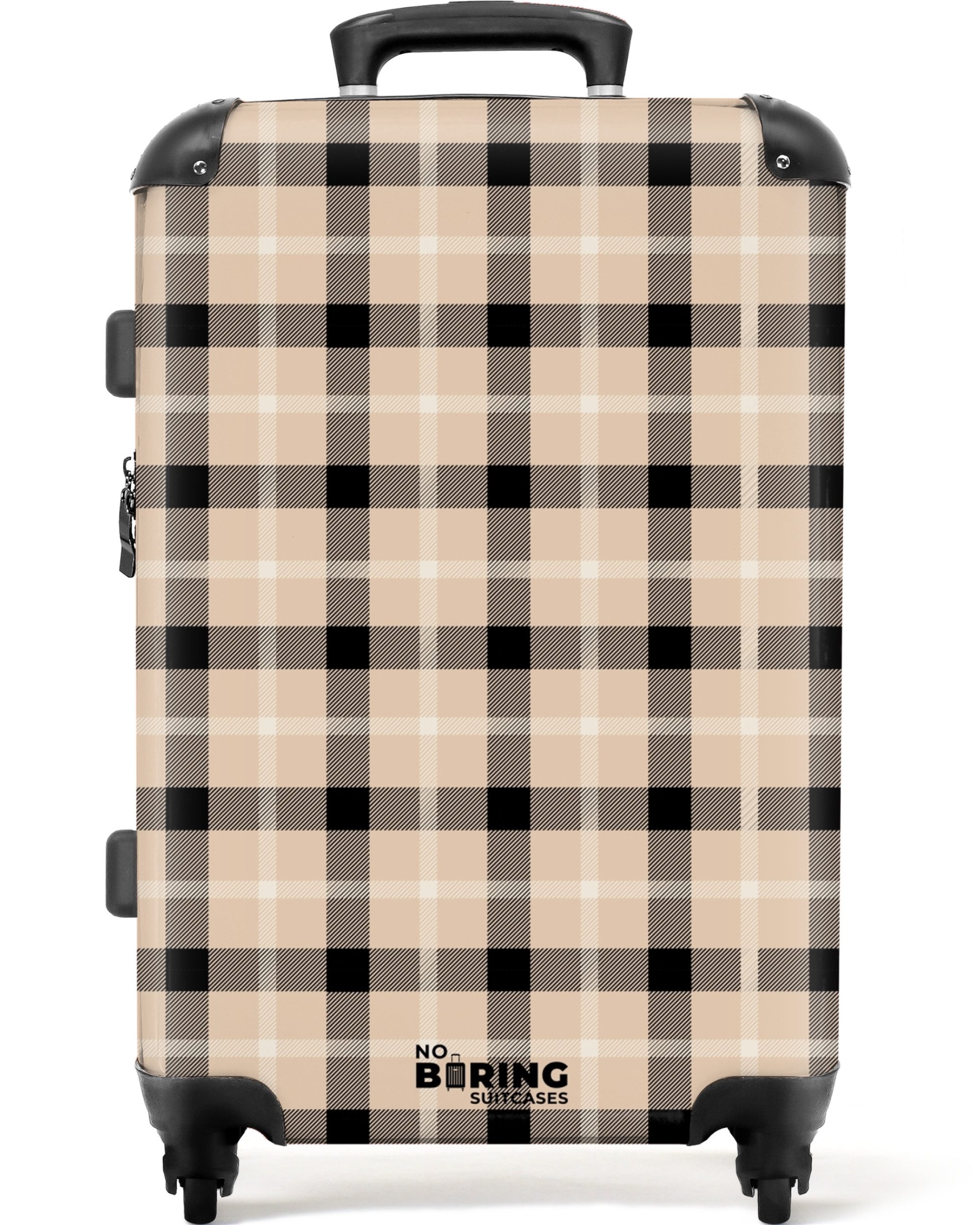 NoBoringSuitcases.com© Hartschalen-Trolley Beige mit schwarzem Karomuster günstig online kaufen