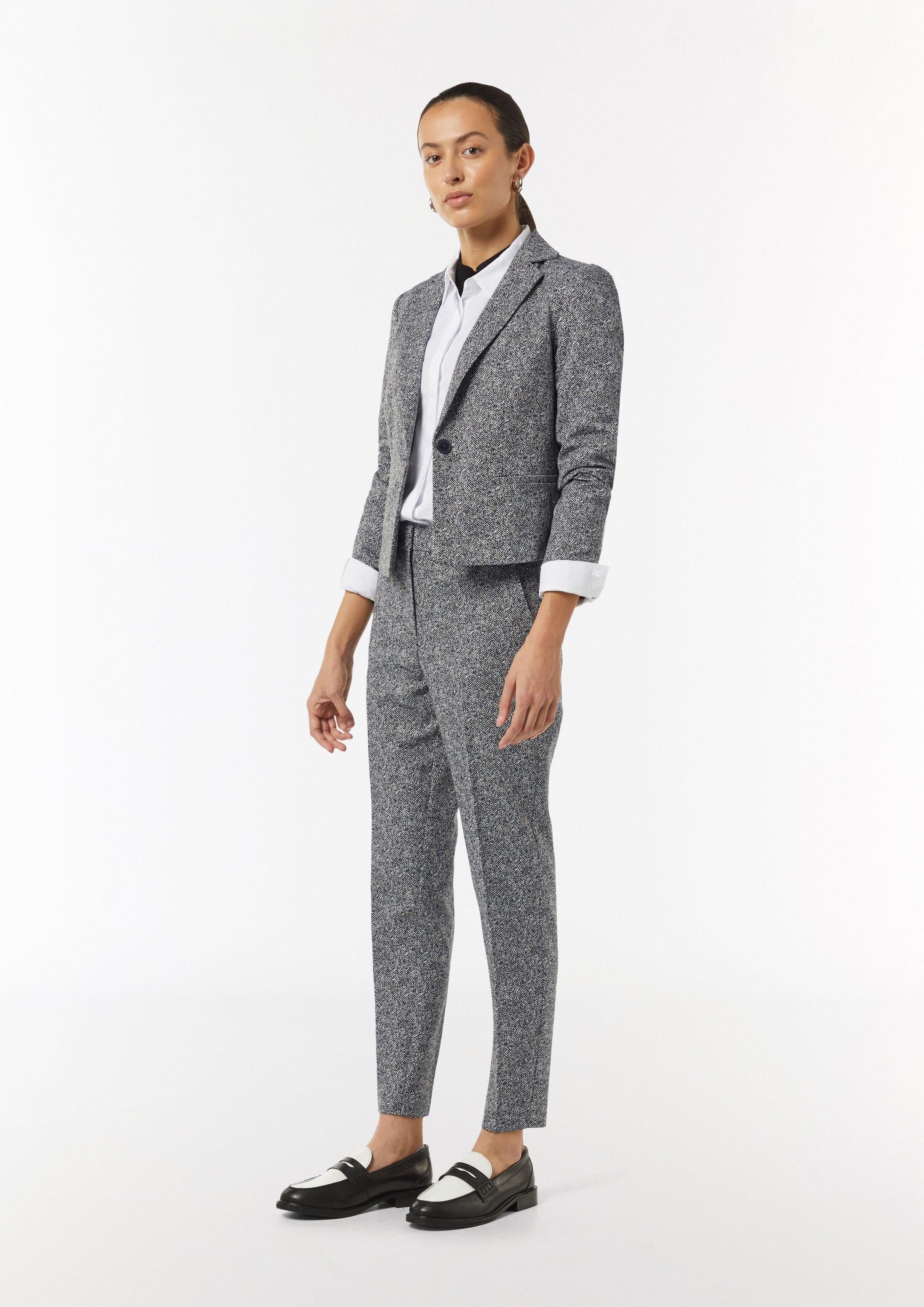 comma 7/8-Hose Hose Schmale Cigarette-Pants mit Fischgrat-Muster