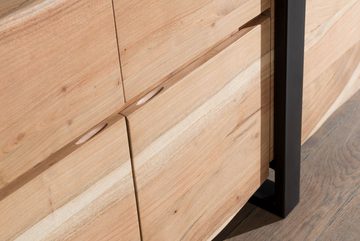 FINEBUY Sideboard FB51302 (Akazie Kommode Massivholz 175x90x44 cm mit Ablage), Highboard Türen & Schubladen, Anrichte Baumkante