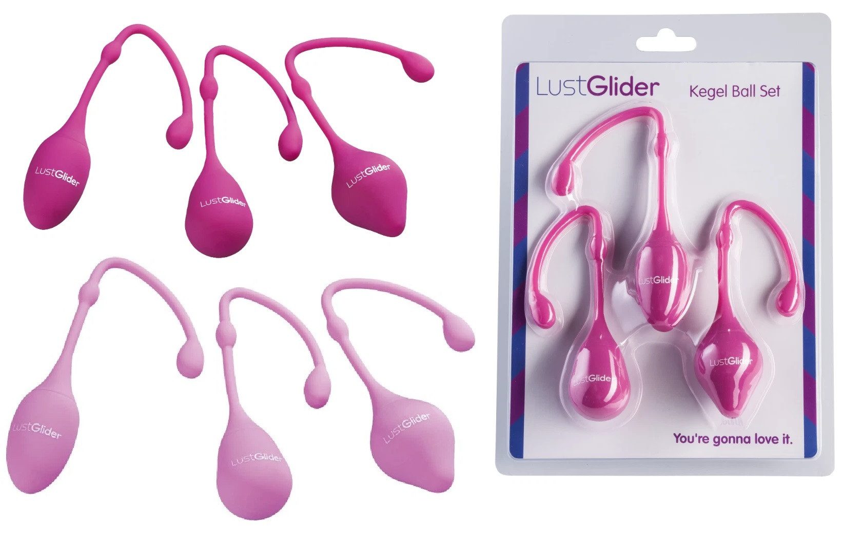 LustGlider Beckenbodentrainer Damen Silikon Beckenbodenkugel Beckenboden Trainer, Set, 3-tlg., Packung, Kräftigung der Becken- und Unterleibsmuskulatur