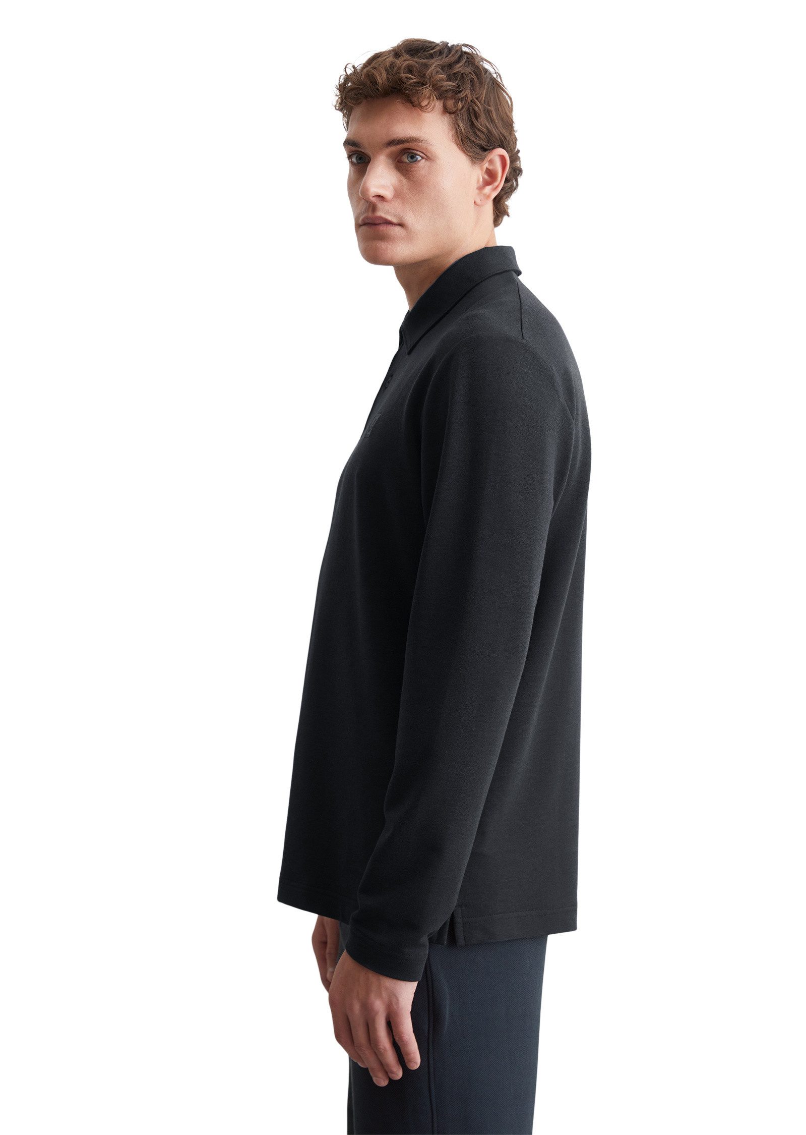 Marc O'Polo Langarm-Poloshirt aus weichem Bio-Baumwoll-Viskose-Mix günstig online kaufen