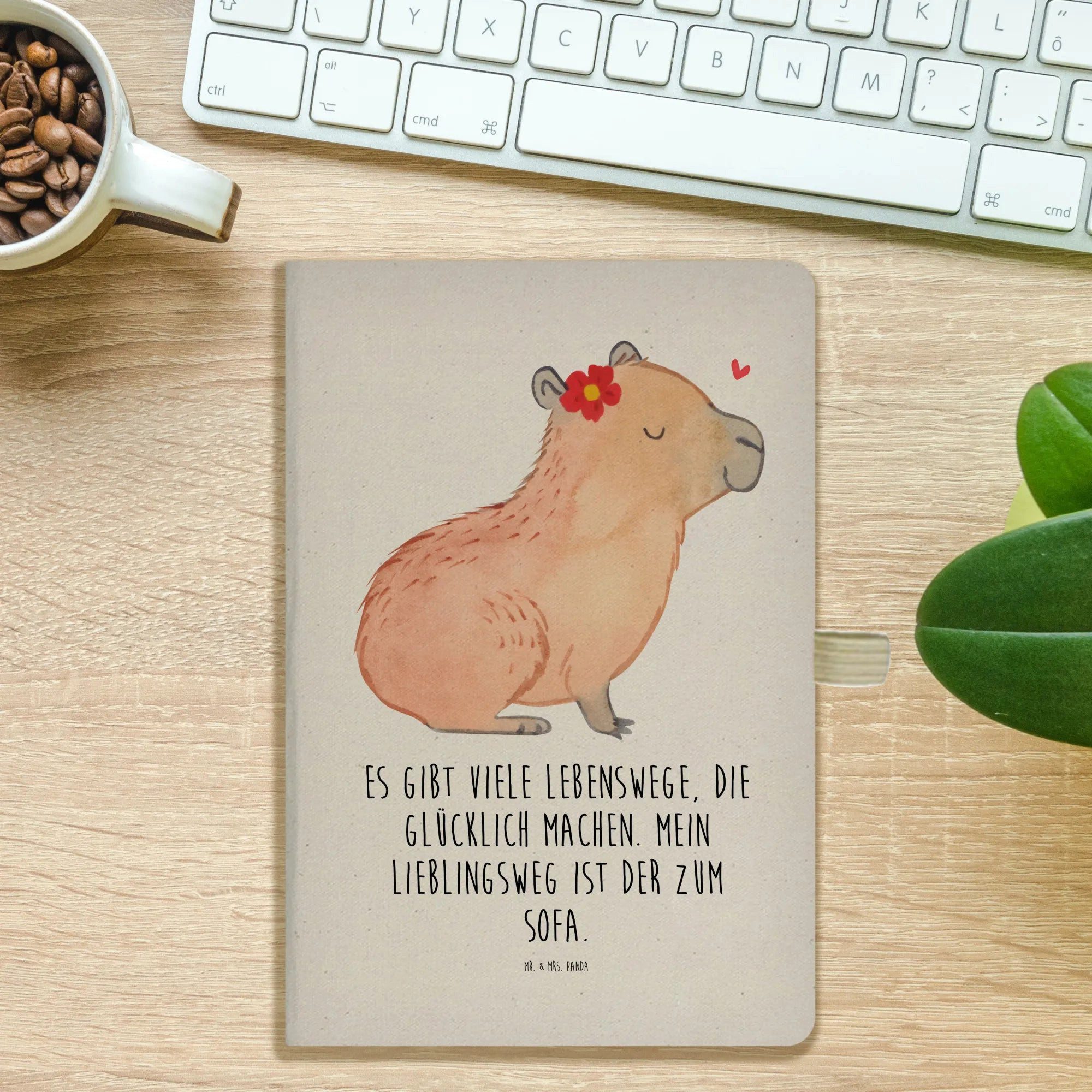 Thumbnail - Mr. & Mrs. Panda Notizbuch Capybara Blume - Transparent - Geschenk, A5 Ringbuch, A5 Notizbuch Na Mr. & Mrs. Panda, Hochw...
