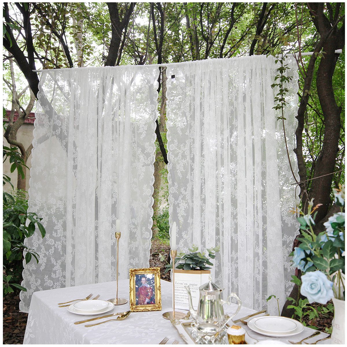 Qelus Scheibengardine Window Sheer Spitze Tür Vorhänge Weiß Rutentasche Küc günstig online kaufen