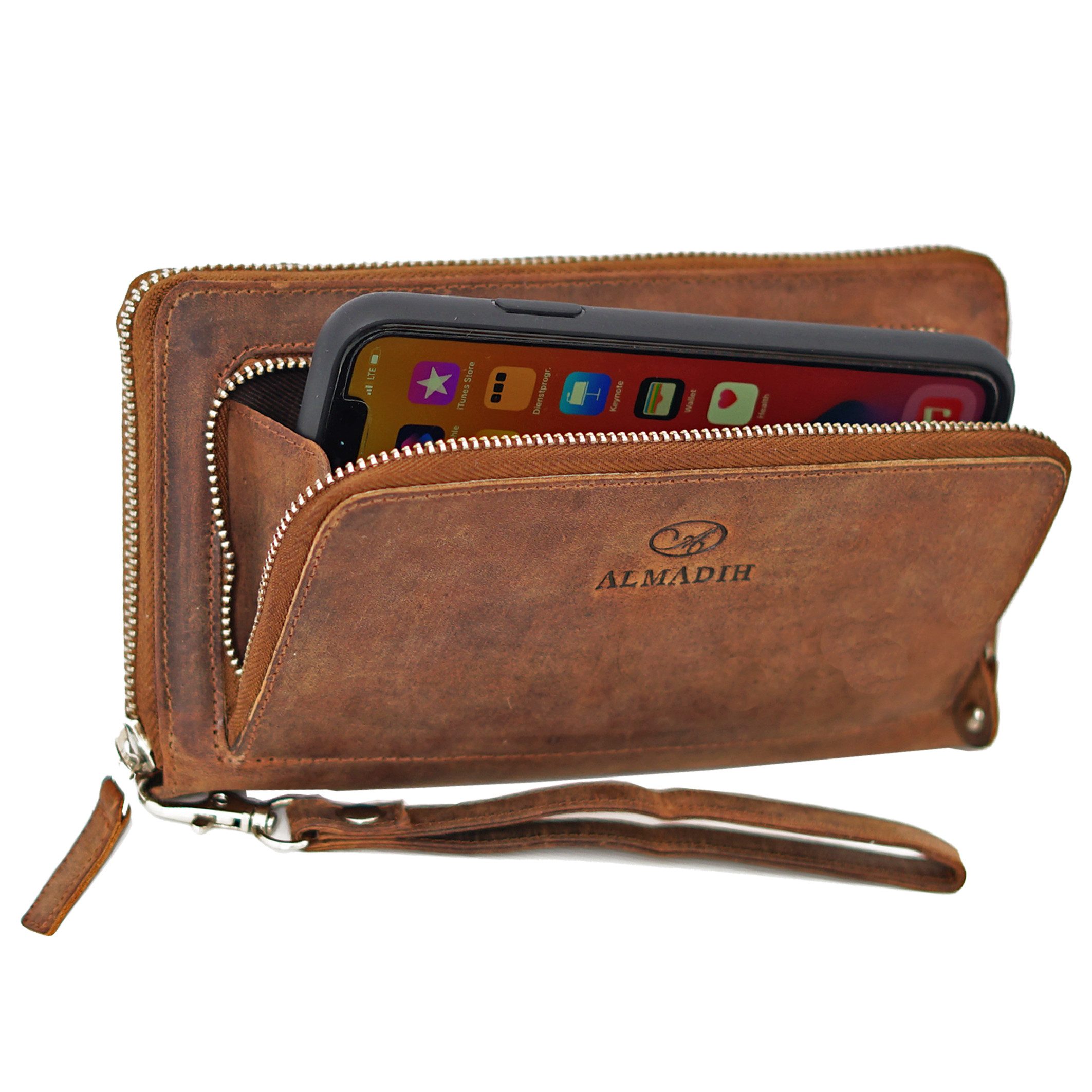 ALMADIH Geldbörse Damen Echt Leder RFID Portemonnaie mit vielen Kartenfäche günstig online kaufen