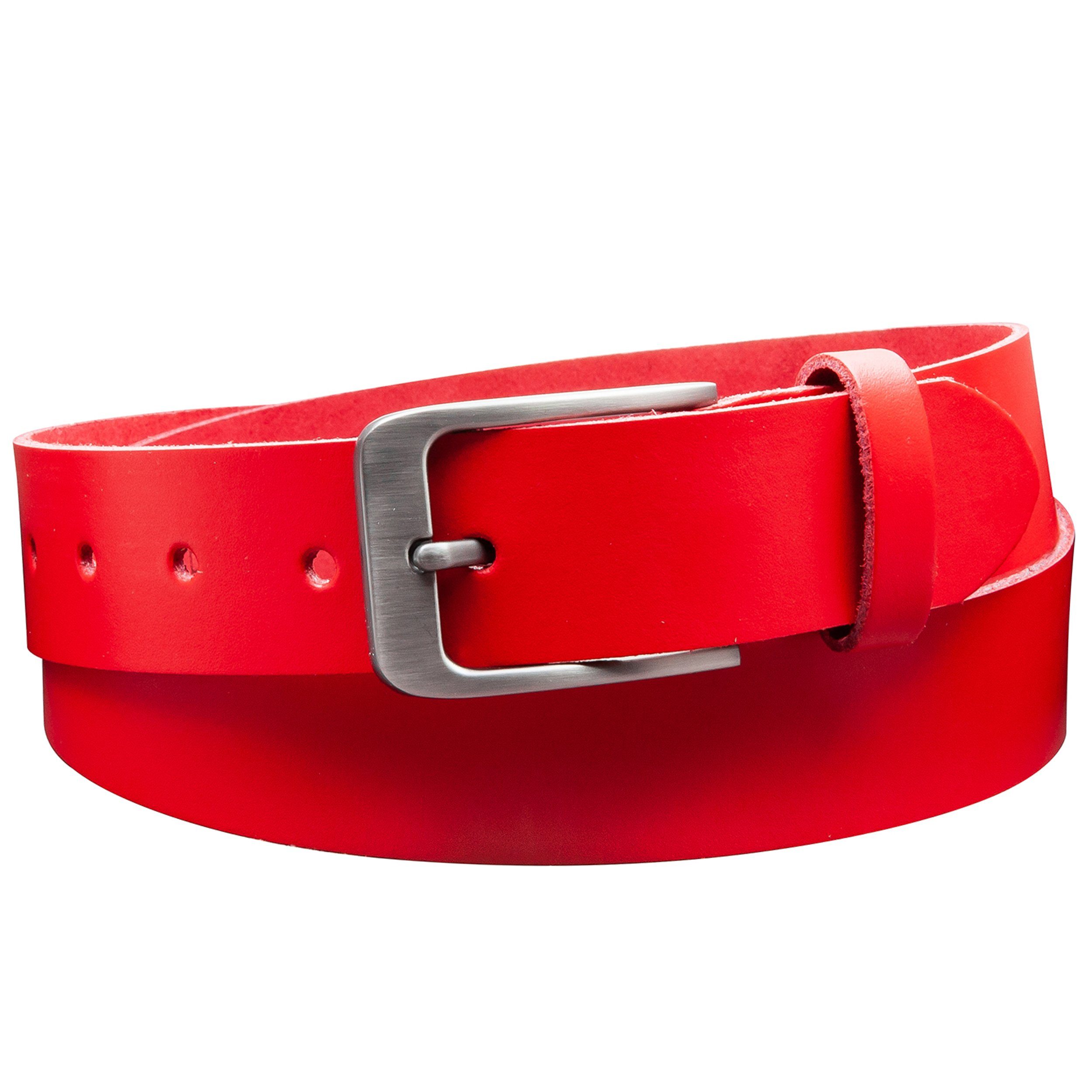 COLOGNEBELT Ledergürtel OM411-SL-Rot MADE IN GERMANY, Rot Kürzbar, 100 % Echtleder, Unisex