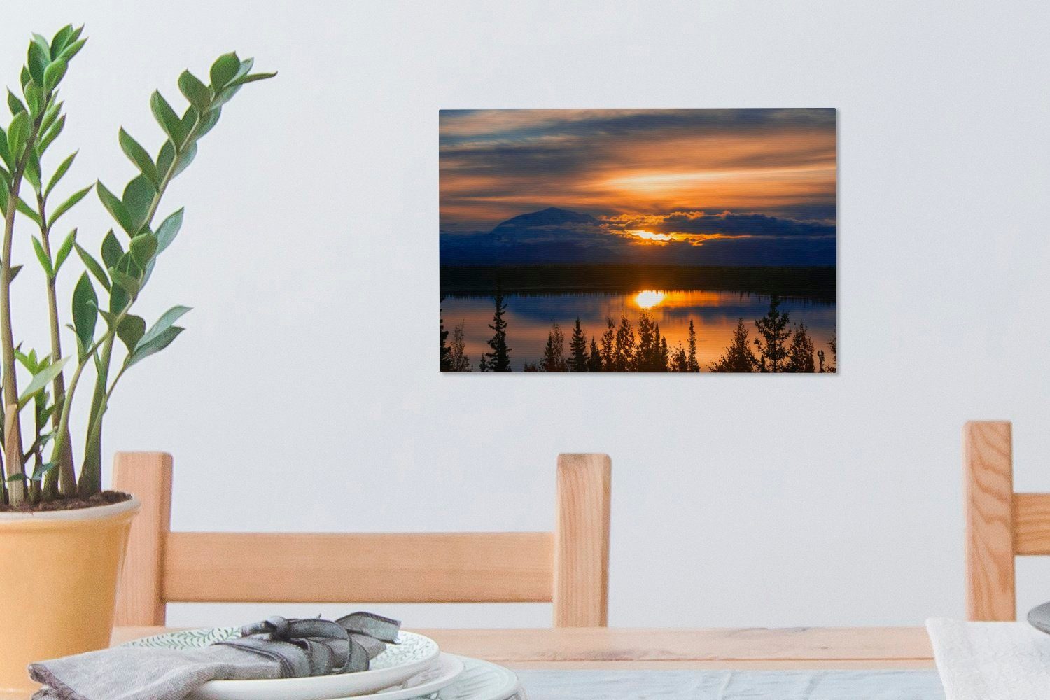 im Leinwandbild 30x20 Aufhängefertig, Elias-Nationalpark Leinwandbilder, OneMillionCanvasses® cm in den Vereinigten, St), Wrangell-St. (1 Wandbild Wanddeko, Sonnenuntergang