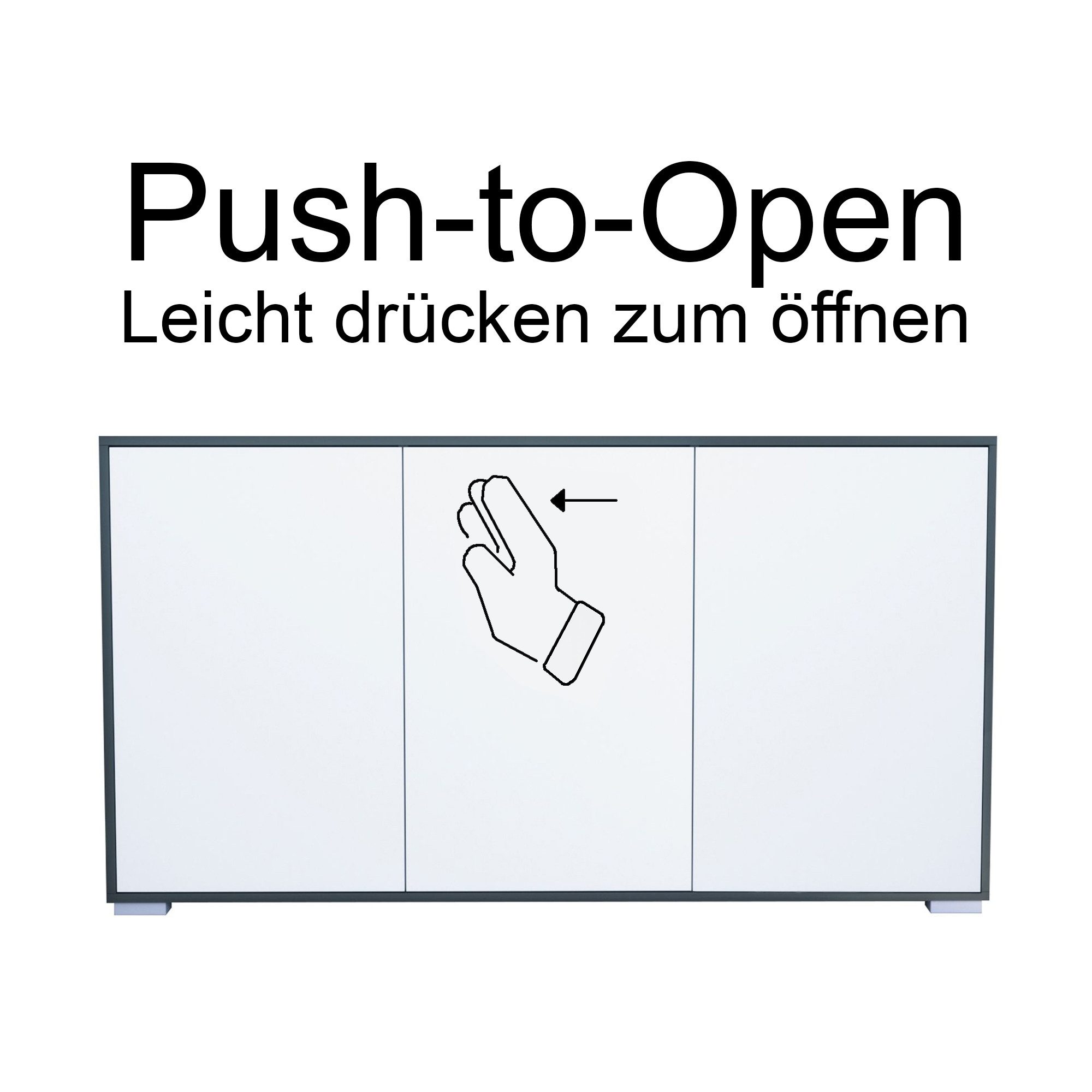 InnoFurn Sideboard Elena, Push-to-Open, Made in Germany